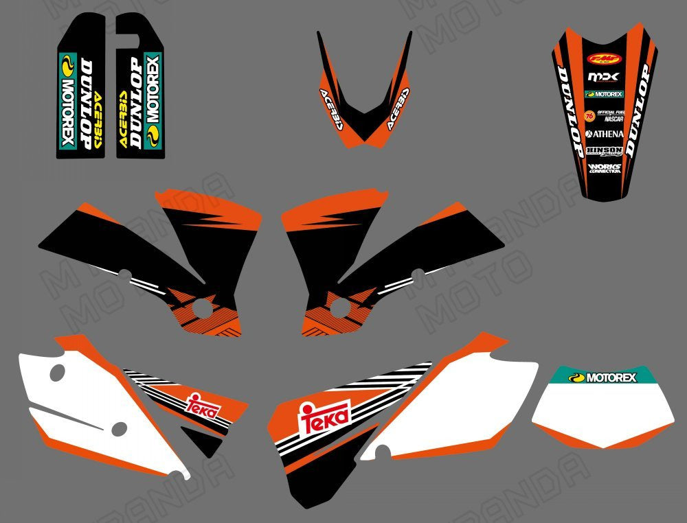 Motorcycle Team Graphic Decals Stickers Kit For KTM EXC 2004