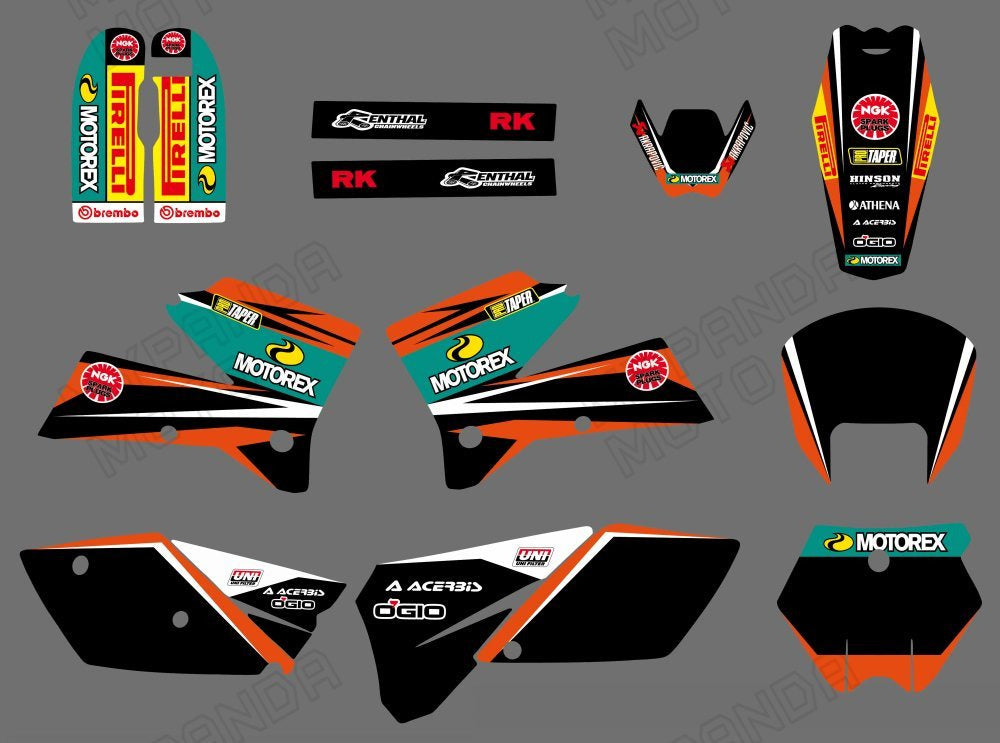 Motorcycle Graphic Decals Stickers For KTM SX 125 250 380 400 520 2005-2006