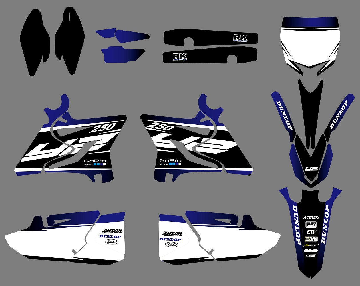 Motocross Team Graphic Decals Stickers Set For Yamaha YZ125/YZ250 2015-2021