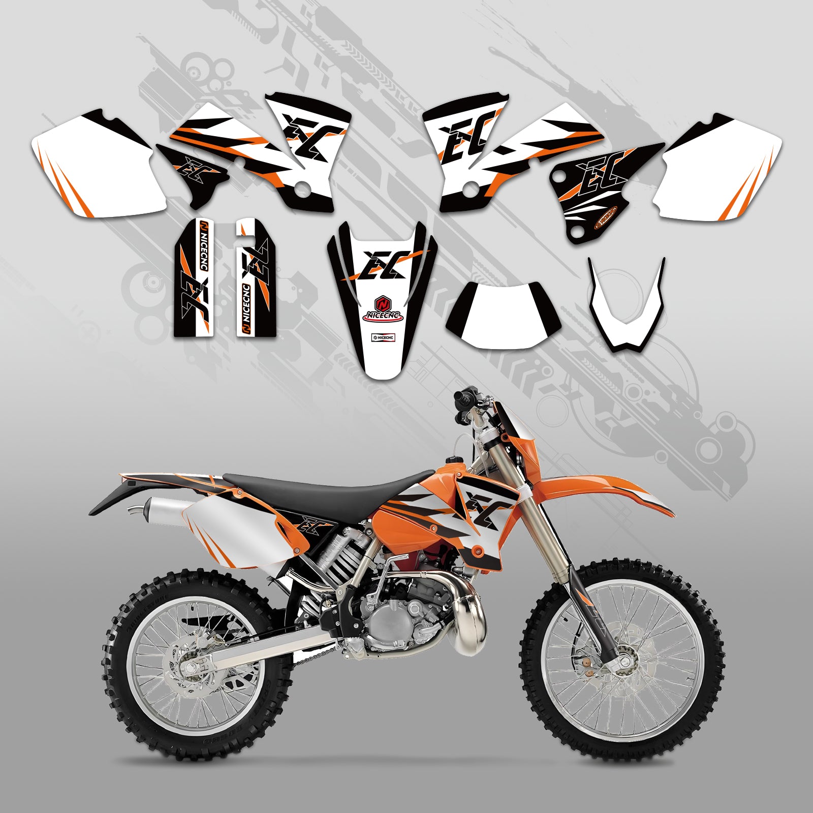 Motorcycle Full Graphics Decals Stickers Kit For KTM EXC 2003