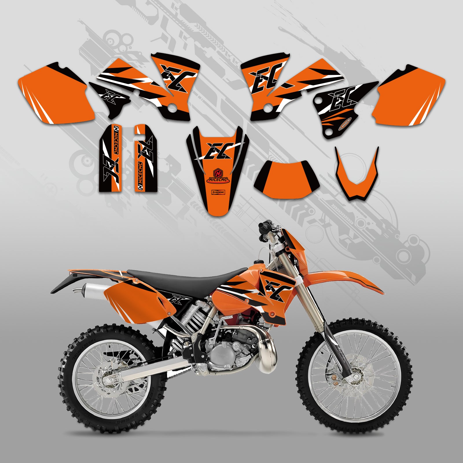 Off-Road Bike Full Graphics Decals Stickers Kit For KTM EXC 2003