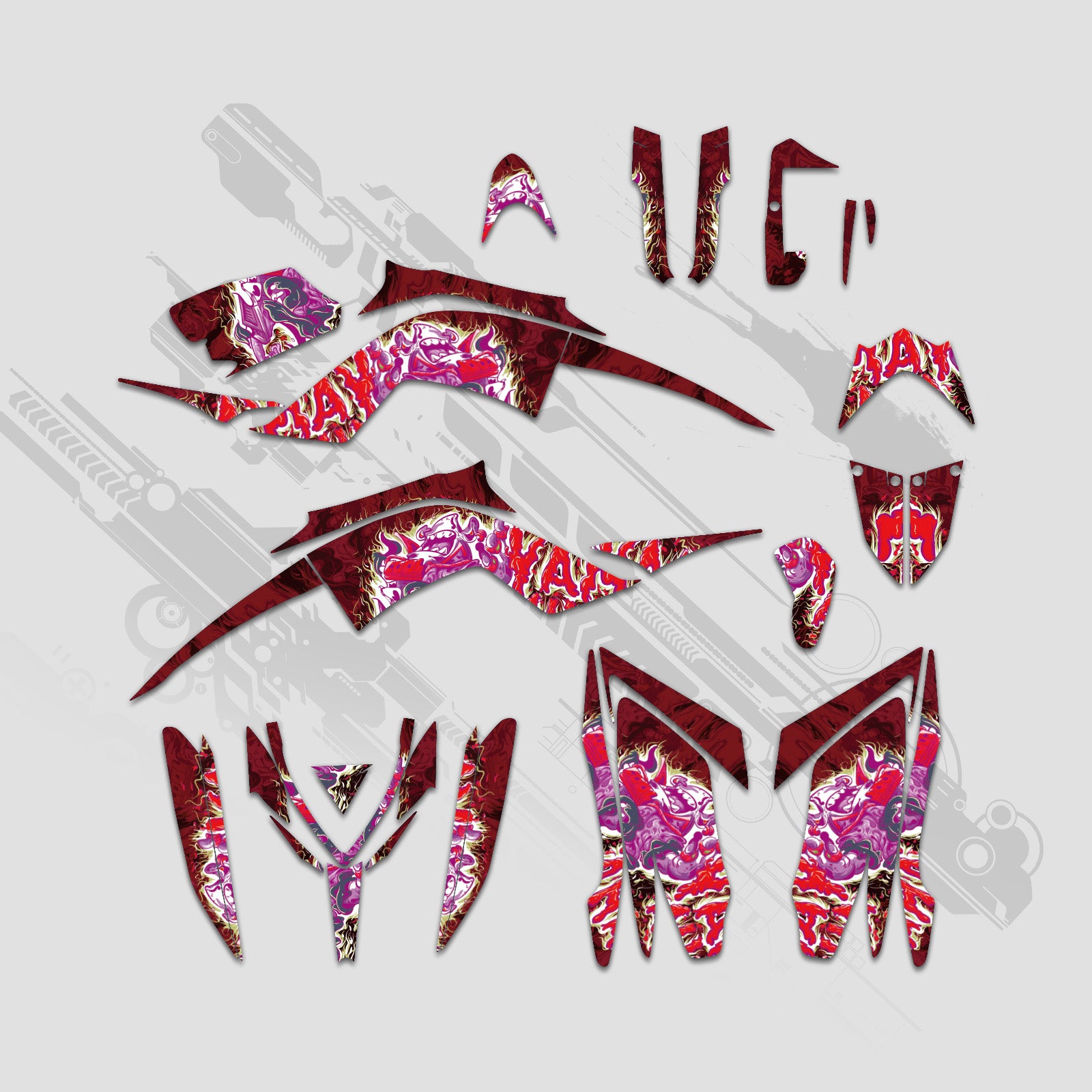 ATV Full Graphics Decals Stickers Set For Yamaha RAPTOR 700 2013-2023