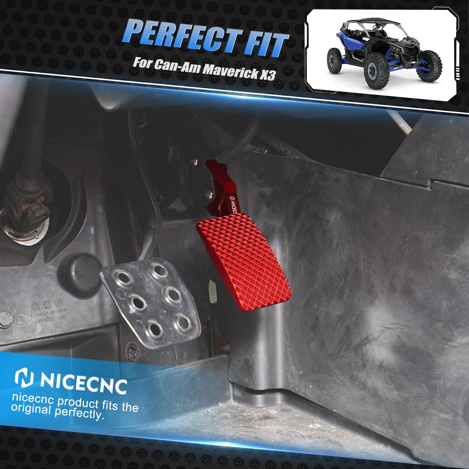 Enlarged UTV Brake Pedal Extender Pad For Can-Am Maverick X3 Turbo