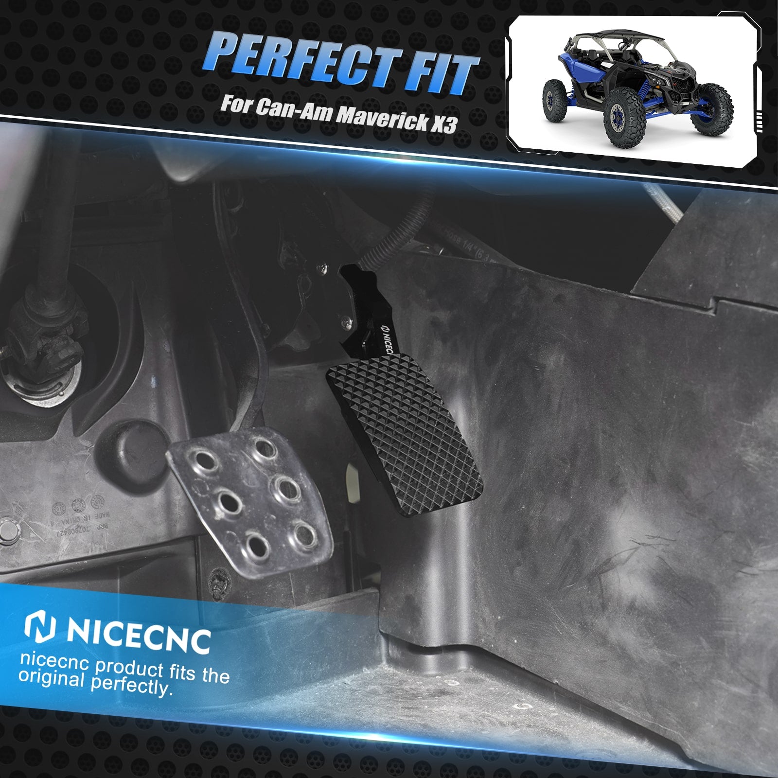 Enlarged UTV Brake Pedal Extender Pad For Can-Am Maverick X3 Turbo