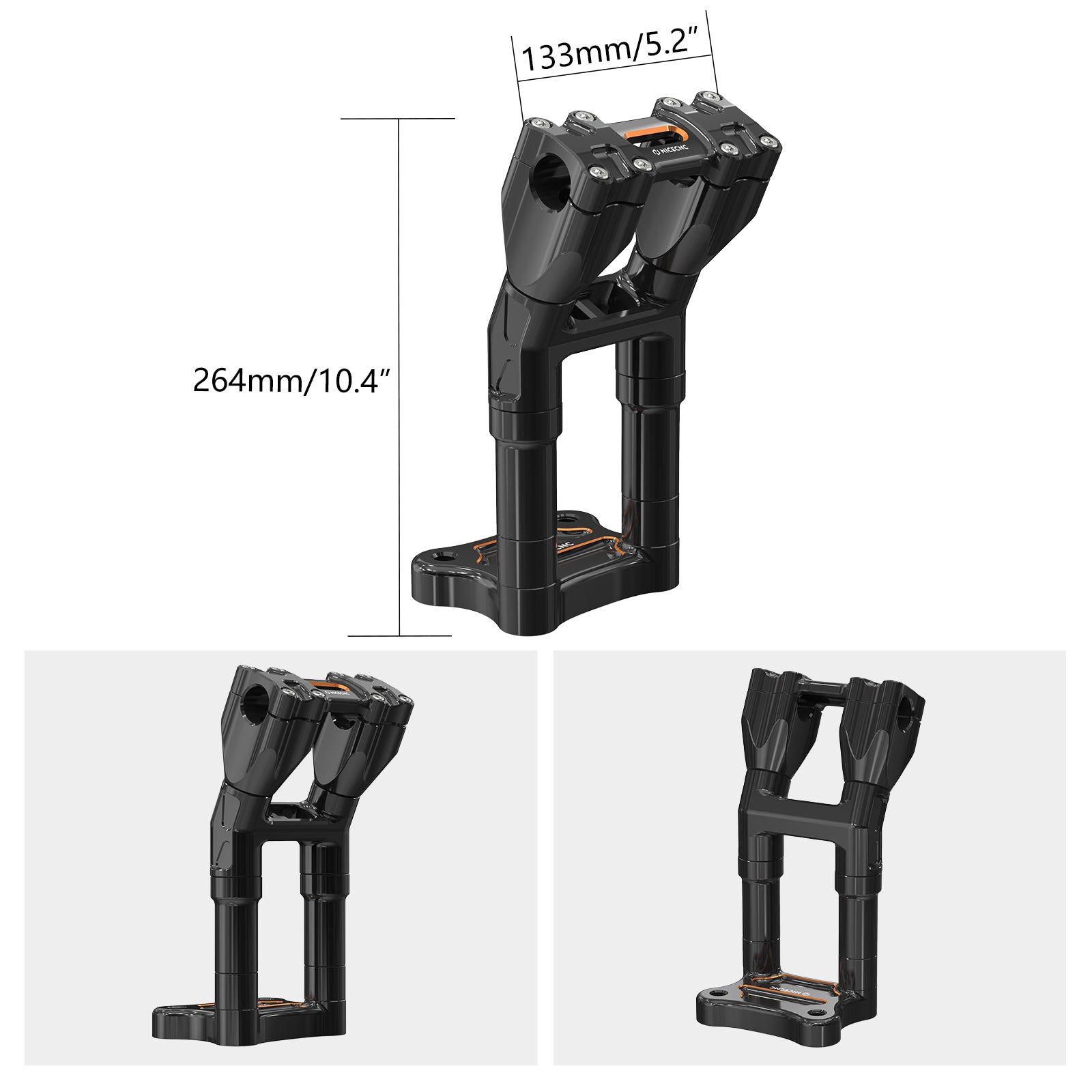 Modular Kickback Isolated Risers Set For Harley 1-1/8" Handlebars Electra Tri Street Glide