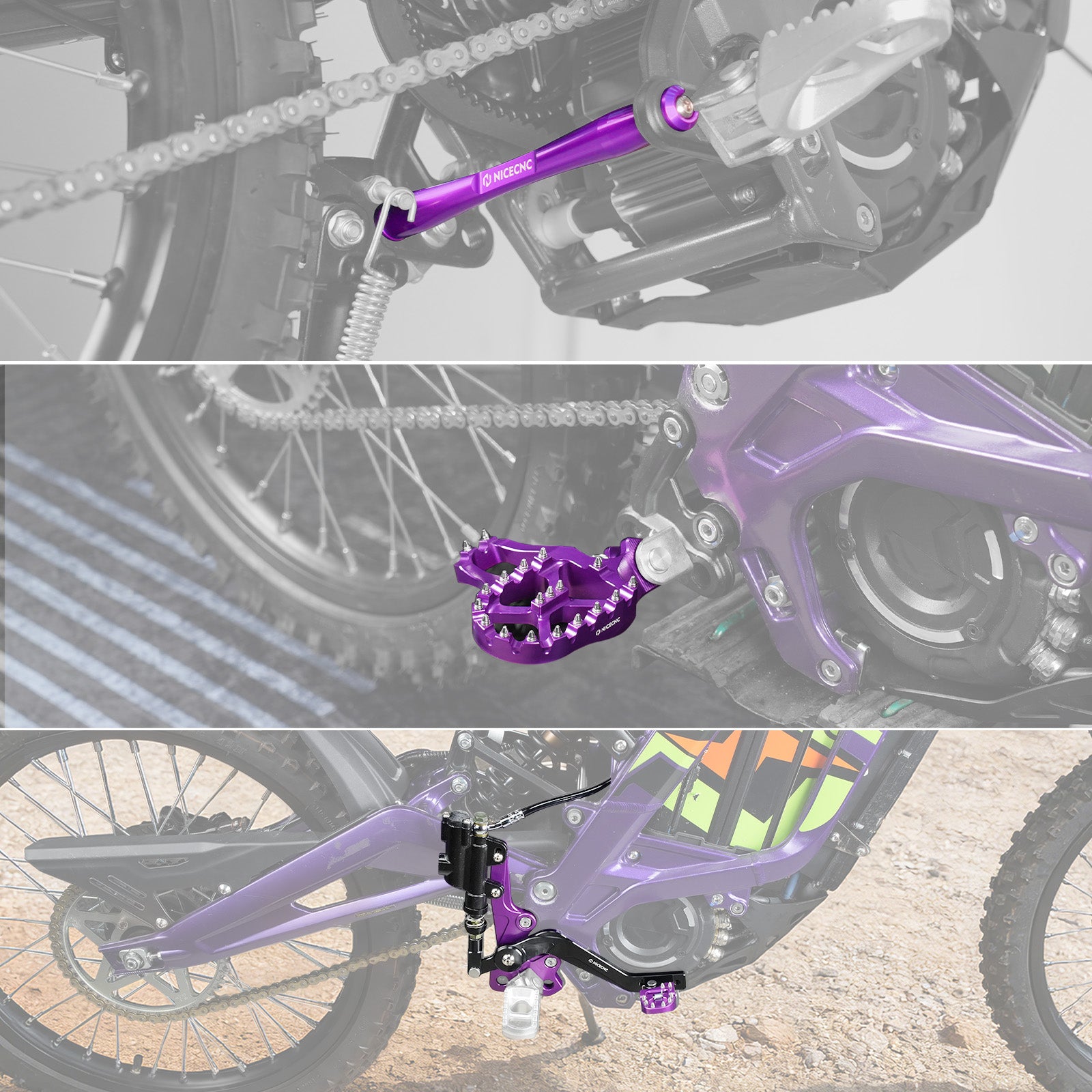 Hydraulic Rear Foot Brake + Extender Footrest + Support Brace For Surron Light Bee X S