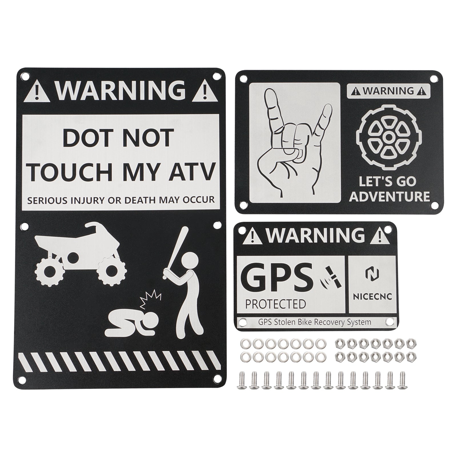3PCS Fender Warning Tags Plates Badges Lable Cover For Yamaha Blaster 200 1988-2006