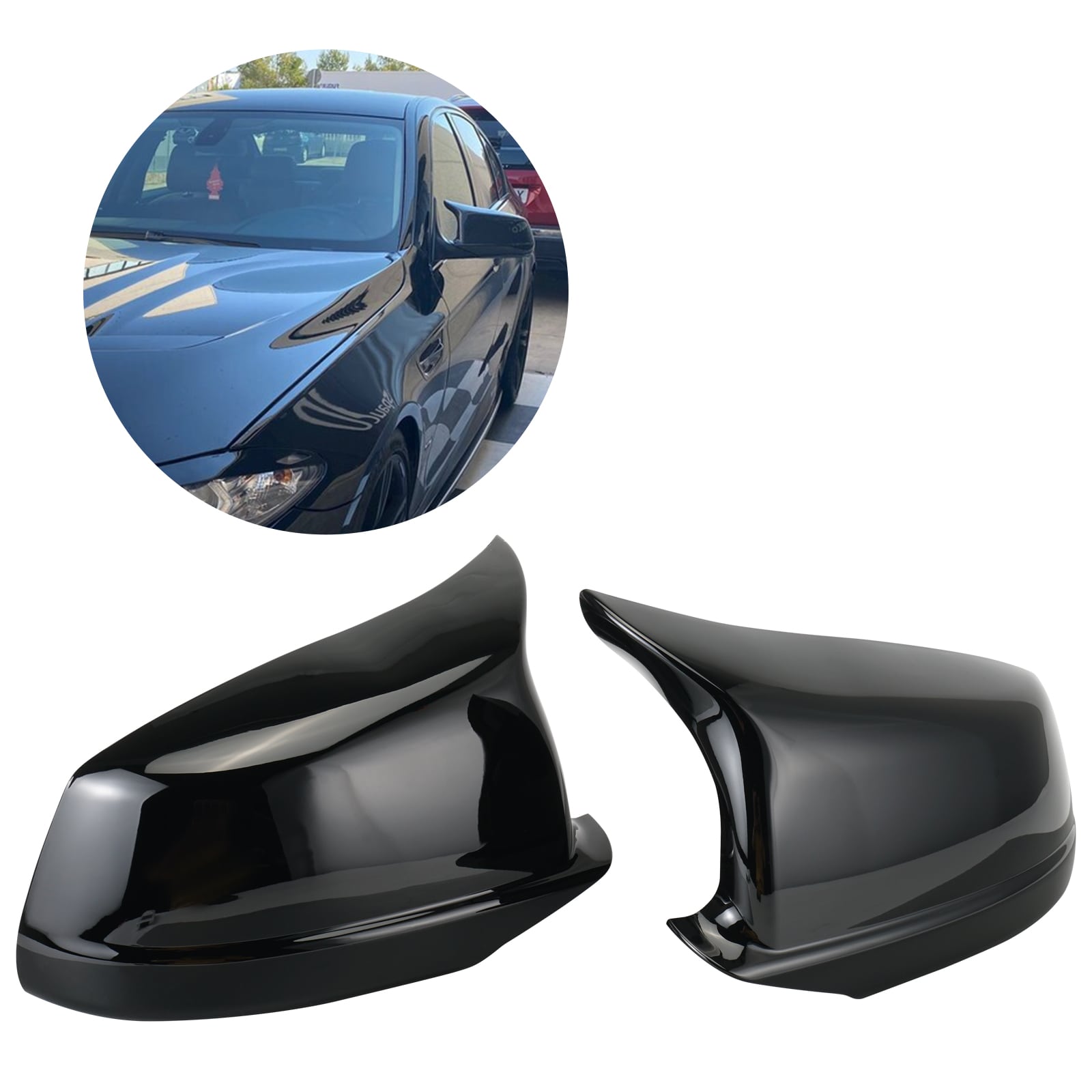 2PCS M-Style Side Mirror Cover Cap Replace For BMW 5 Series F10 F11 Pre-LCI