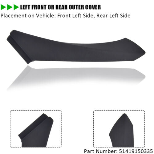 Left Passenger Door Handle For BMW 3 Series E90 91 Pull Trim Cover+Inner Bracket