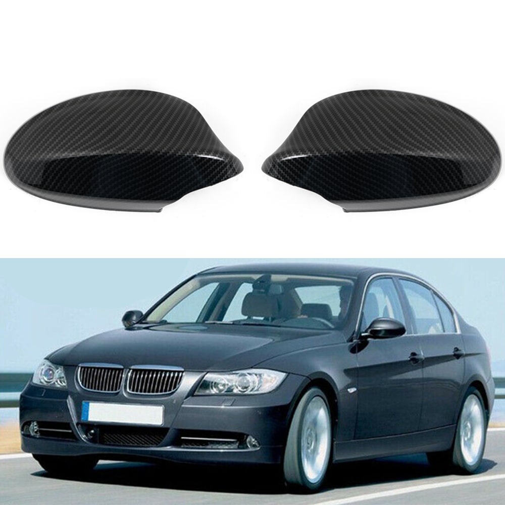 2PCS Carbon Fiber Style Side Mirror Cover Cap Shroud For BMW E90 E91 330i 335i 2005-2008
