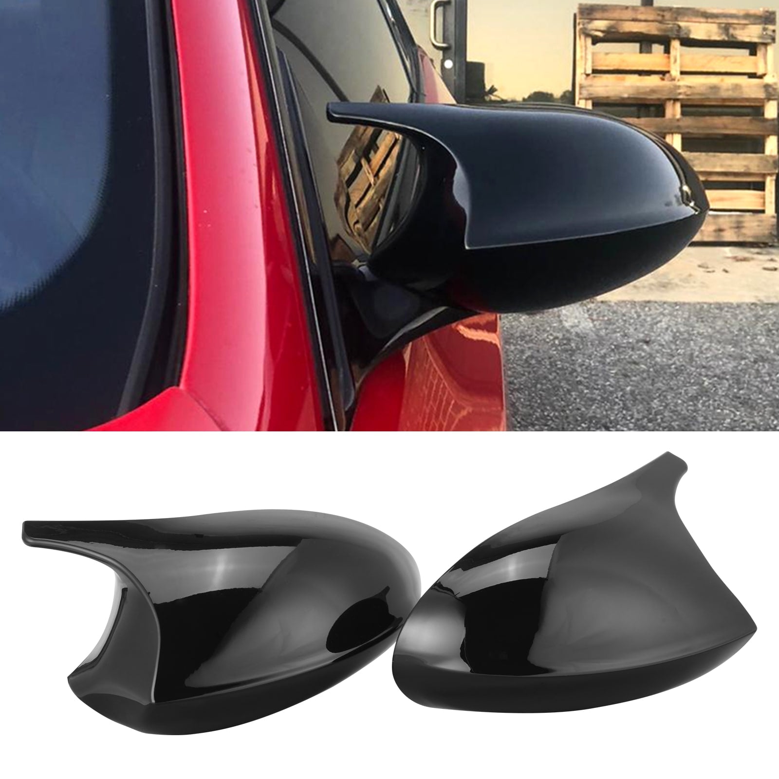 2PCS M-Style Glossy Black Side Mirror Cover Cap For BMW E90 / E91 Pre LCI 2005-2008