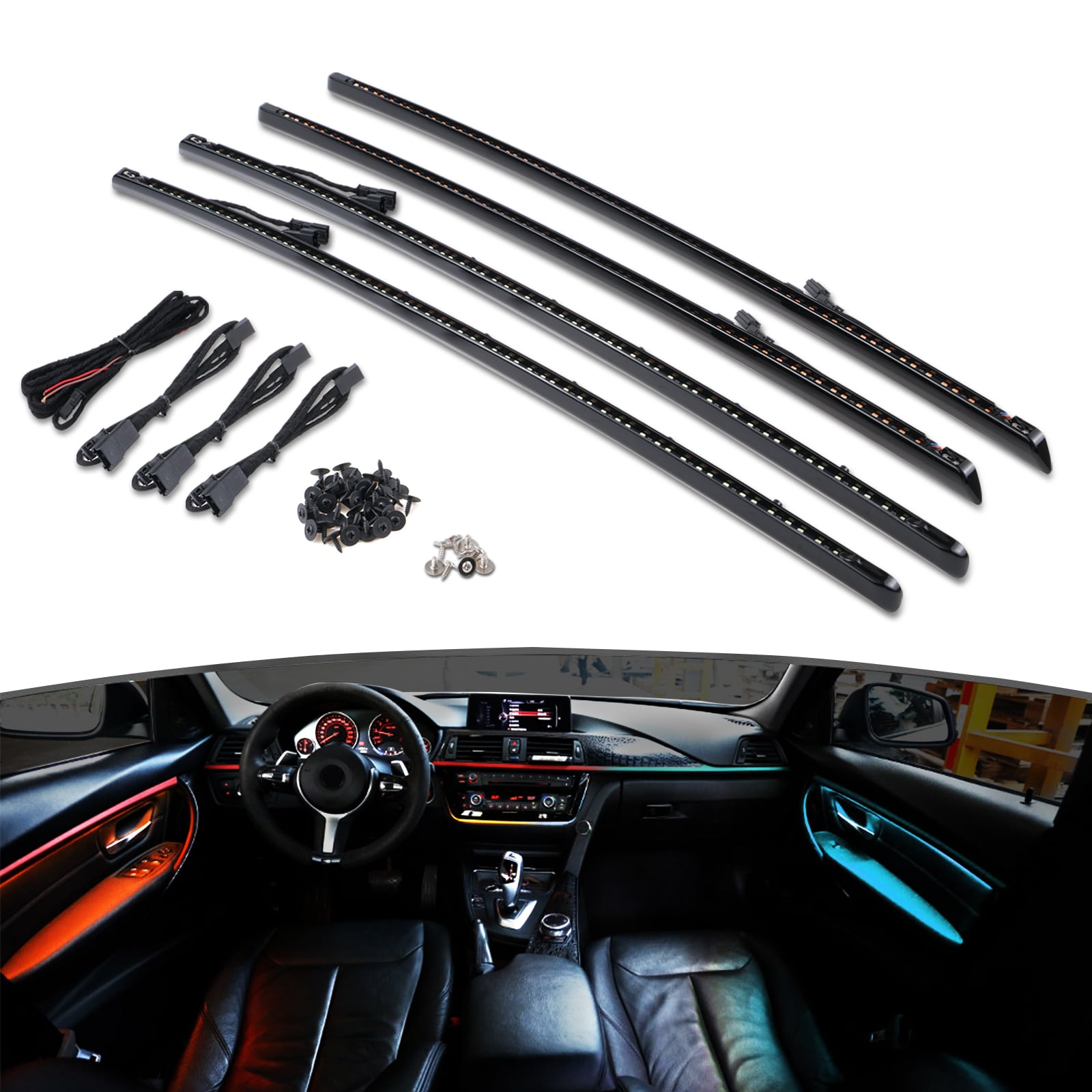 Car LED Ambient Light Interior Panel Door Atmosphere Decorative For BMW F30 F31