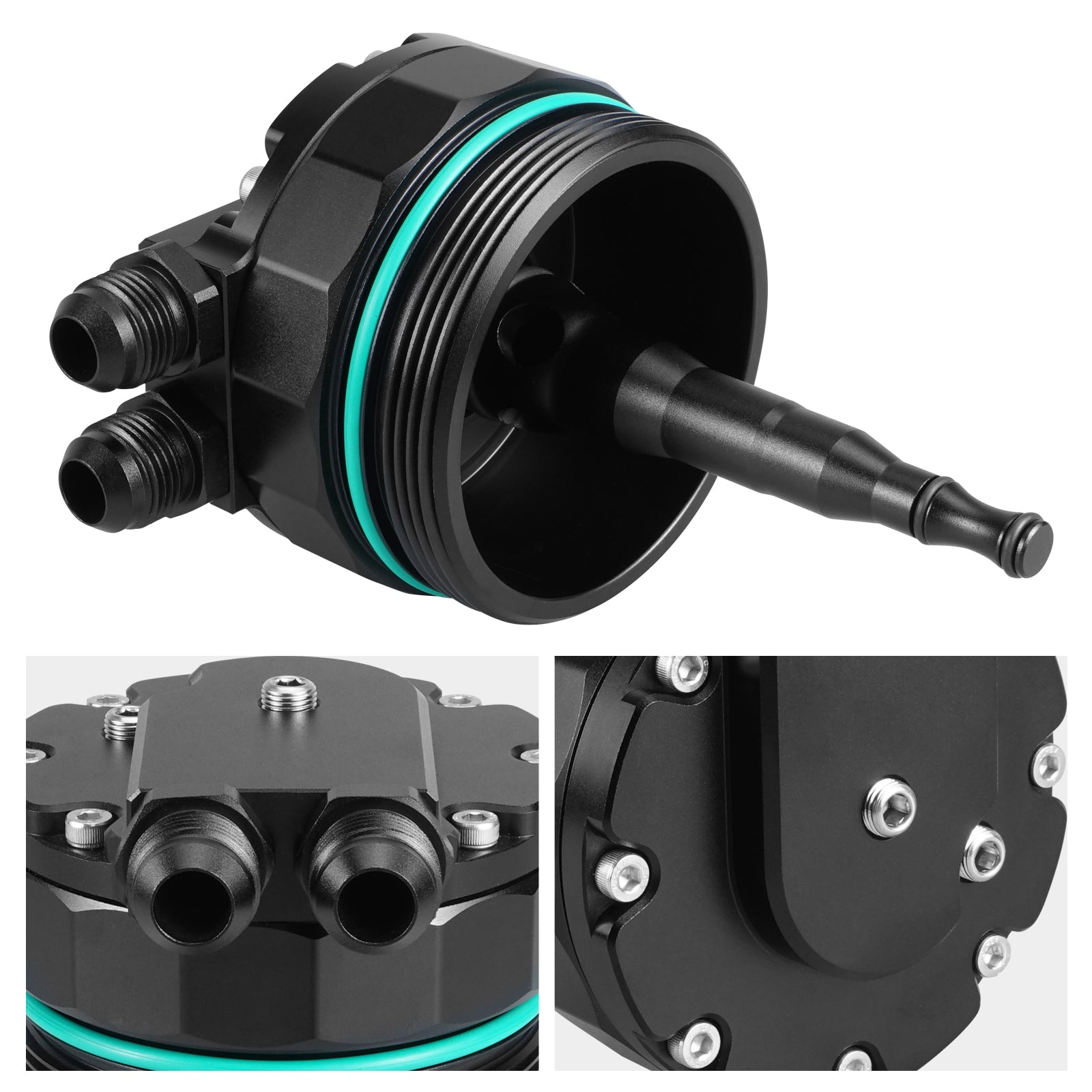 Oil Filter Lid Cap Cover with Oil Cooler Fittings and Sensor Ports For BMW M52/M54/M56