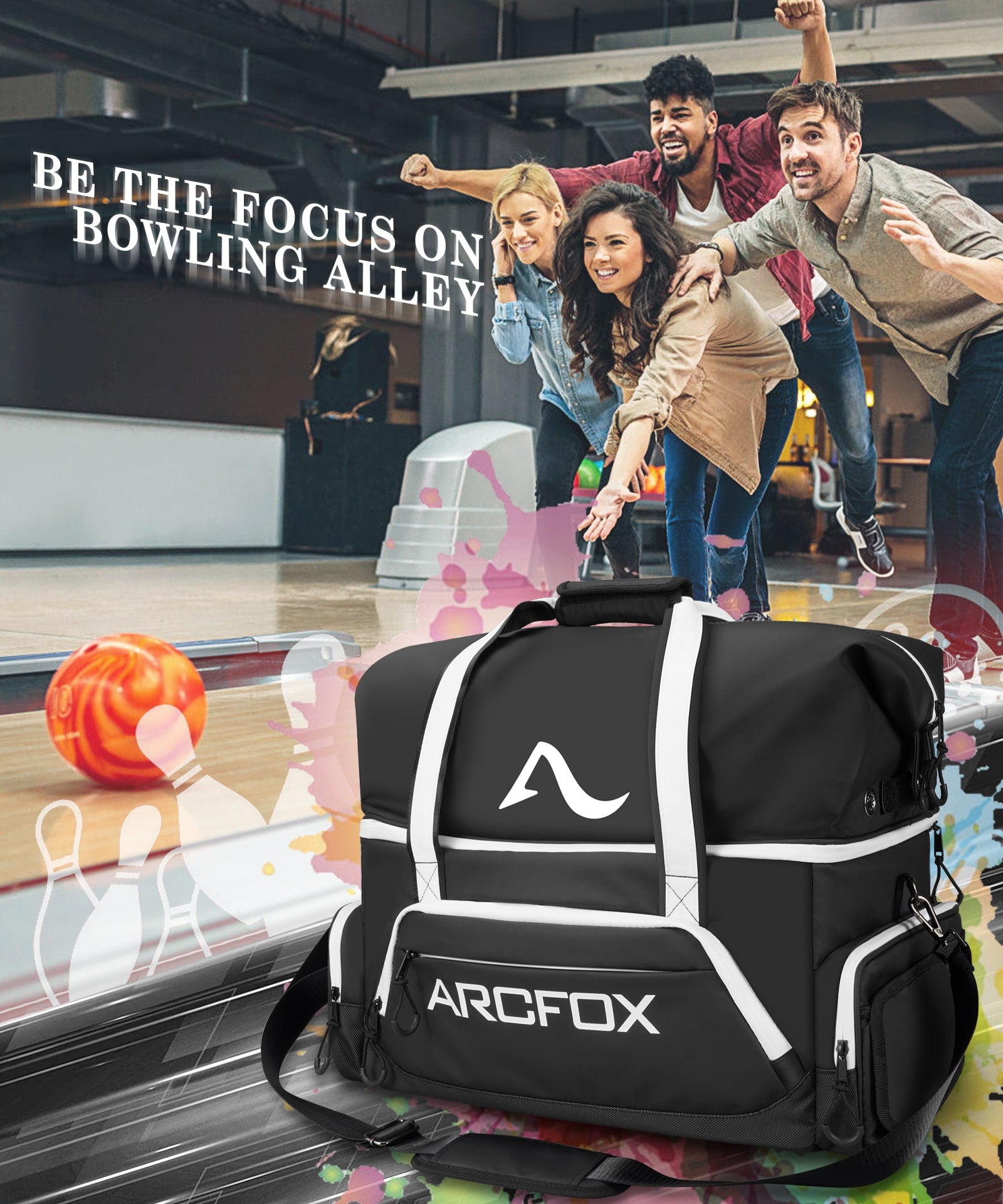 ARCFOX Bowling Bag For 2 Balls OXford Cloth Large Capacity