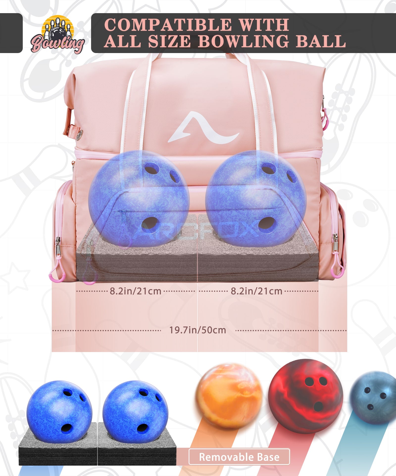 ARCFOX Bowling Bag For 2 Balls OXford Cloth Large Capacity