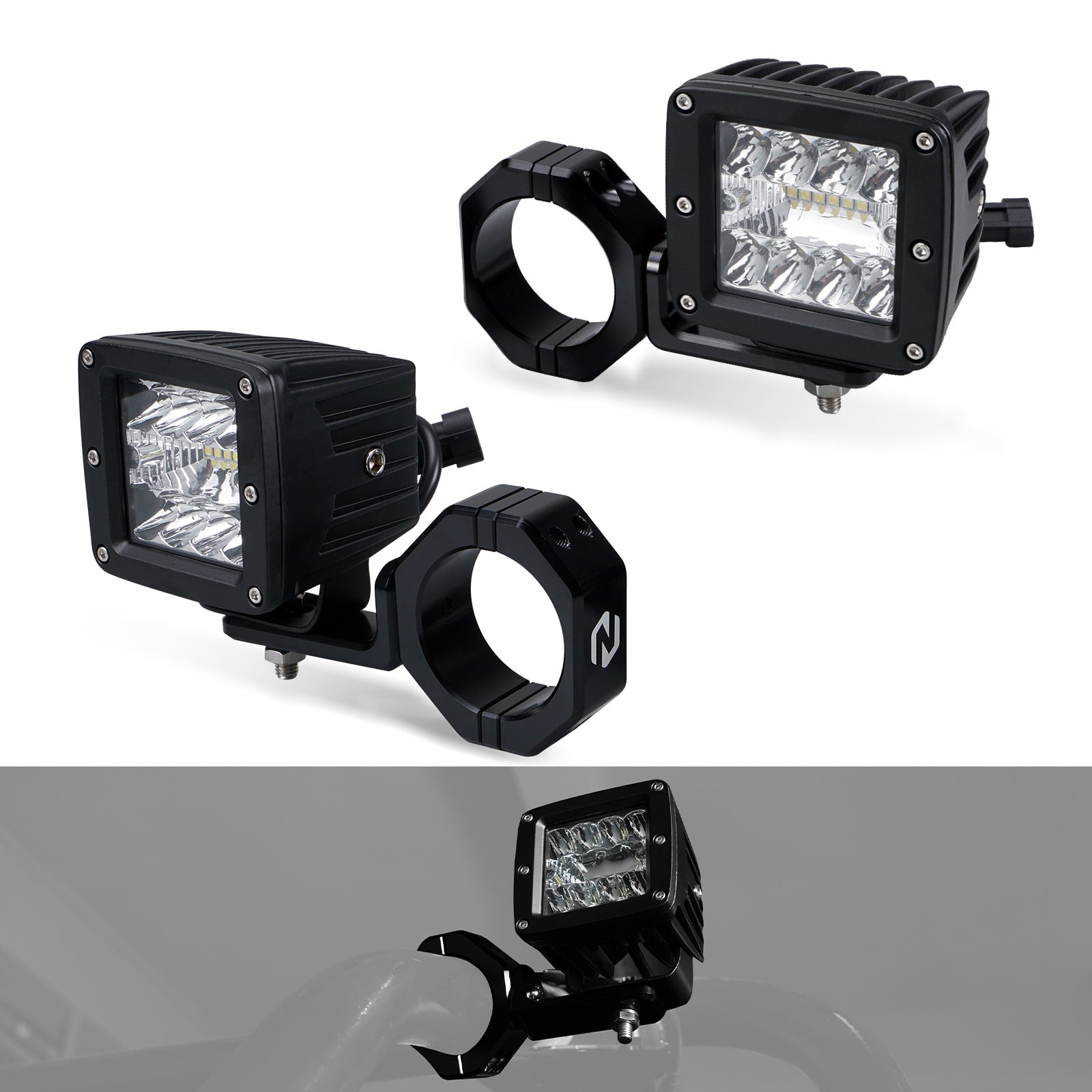 Polaris RZR XP 1000 Backup Rear Pillar LED Work Lights w/Brackets
