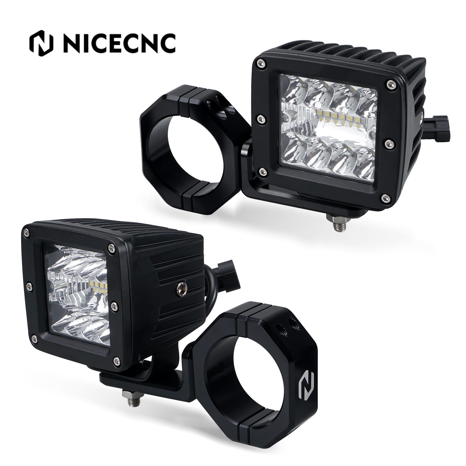 UTV Backup Rear Pillar LED Work Lights w/Brackets For Can-Am Maverick X3 2017-2023