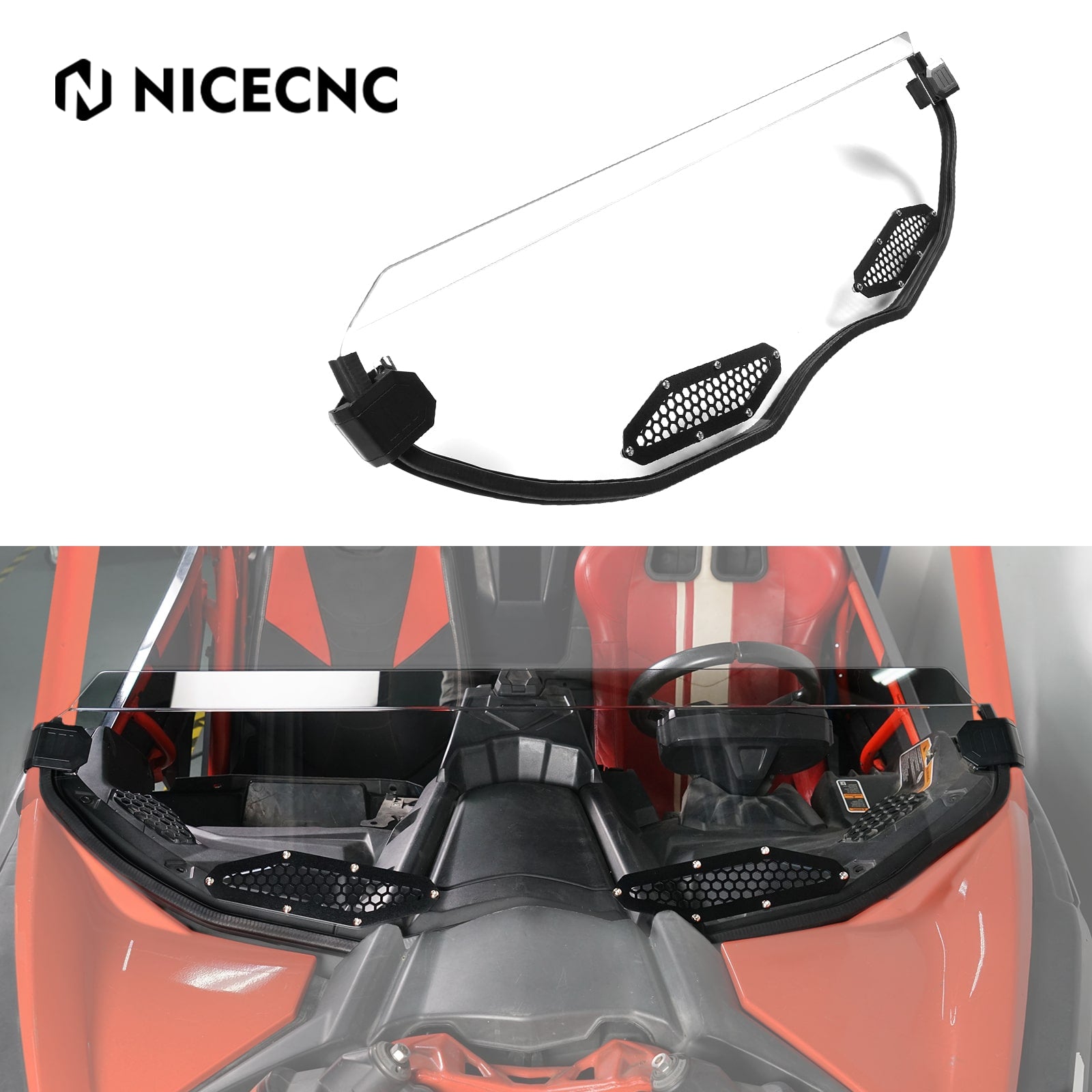 UTV Front Half Clear Windshield Windscreen For Can-Am Maverick X3 2017-2024