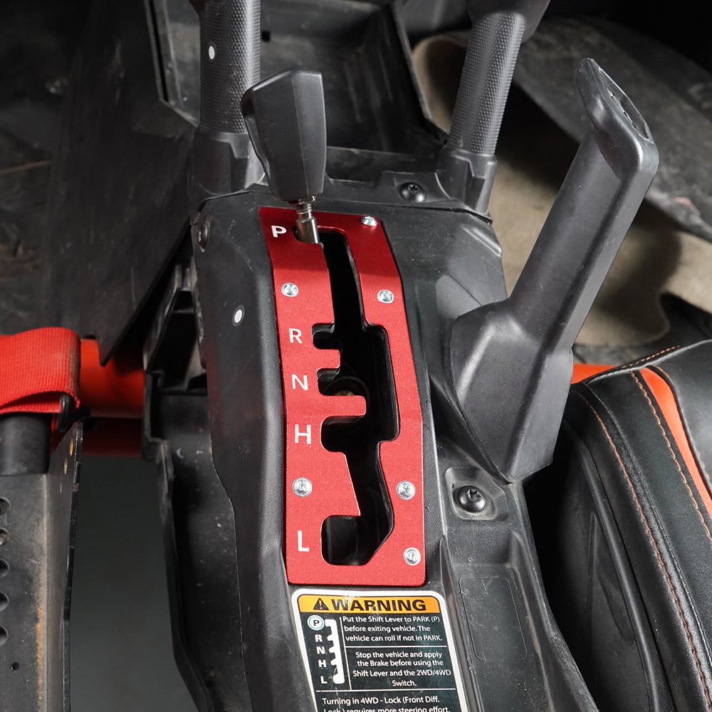NICECNC Red Shifter Gate Plate For Can-Am Maverick X3 Turbo DPS 2017-2023 – Billet Aluminum