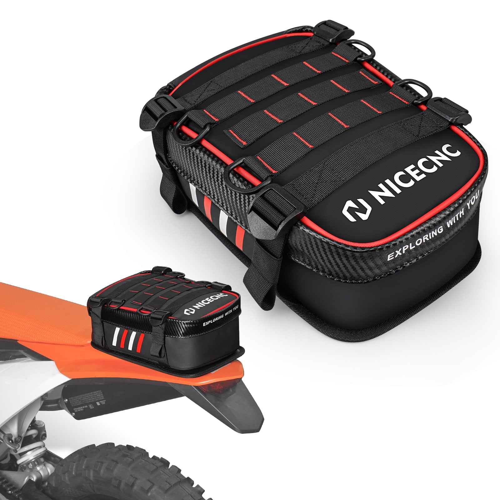 Universal Motorcycle Rear Fender Bag with Tool Roll Bag For Dirt Bike Adventure Off-road Riding