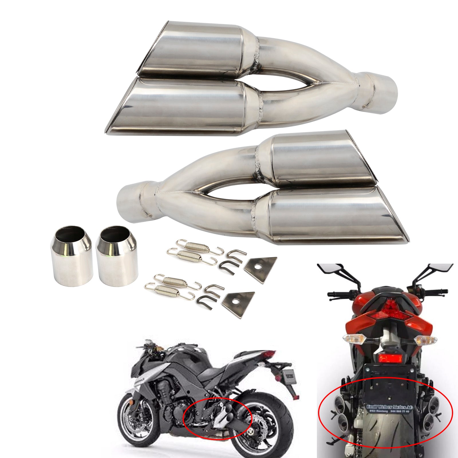 Dual Exhaust Muffler Vent Pipe Slip On 38-51mm Scooters Motorcycle Street Bikes