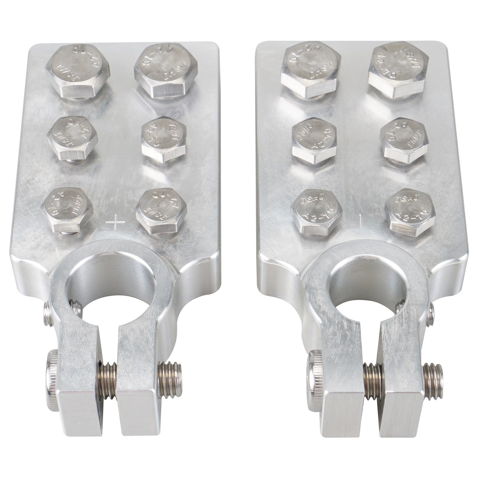Pair Flat Battery Terminal Positive & Negative For 4/0 AWG Lugs Standard SAE Post Style Batteries