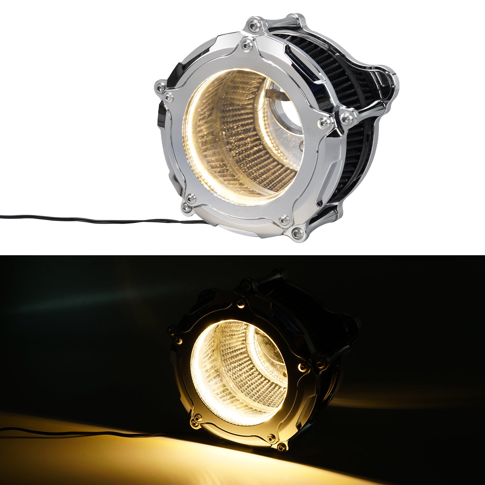 Full Clear M8 LED Air Filter Intake Cleaner For Harley Street Glide Road King Ultra Limited