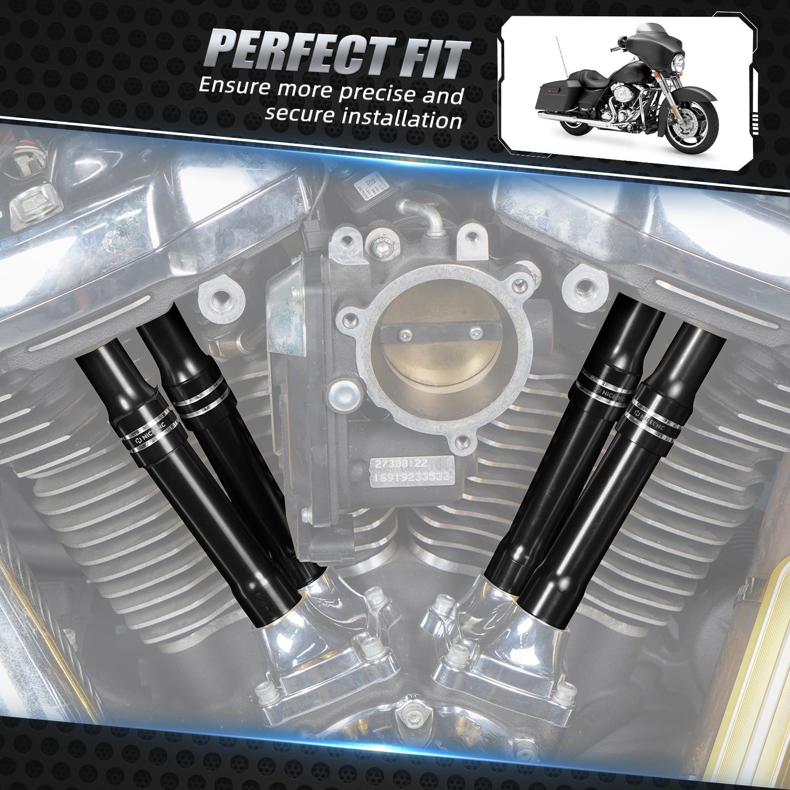 1 Set CNC Aluminium Pushrod Covers For Harley Davidson Milwaukee-Eight Engine