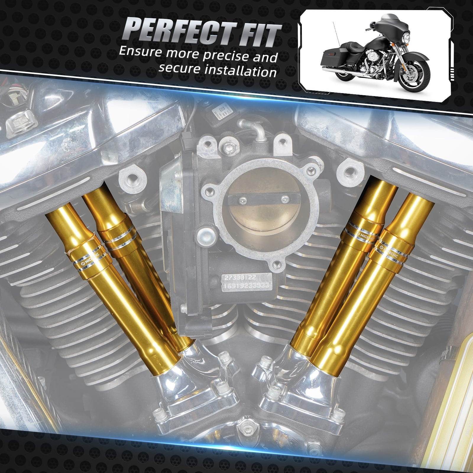 1 Set CNC Aluminium Pushrod Covers For Harley Davidson Milwaukee-Eight Engine