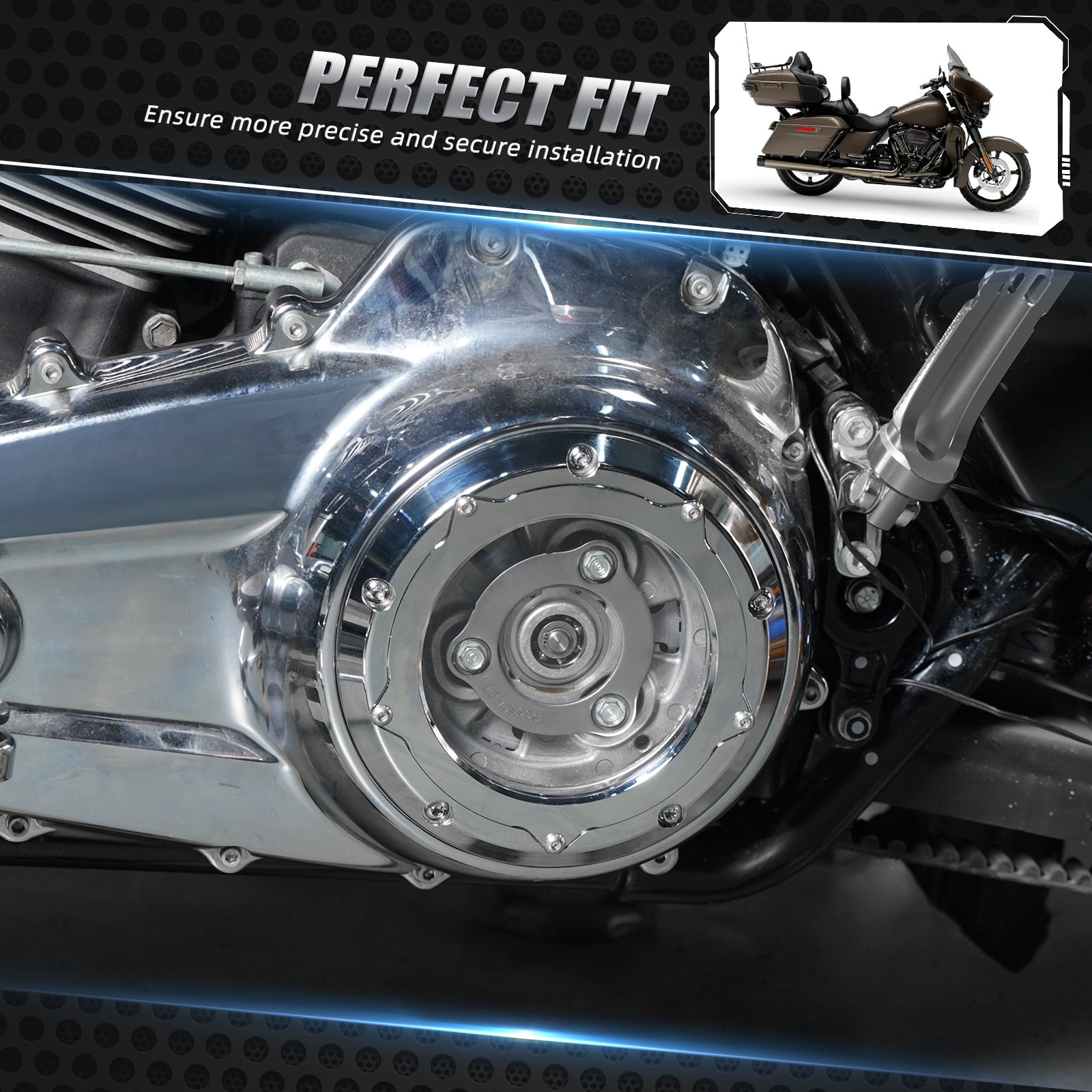 Transparent Primary Derby Clutch Cover For Harley Street Glide Road King Ultra Limited