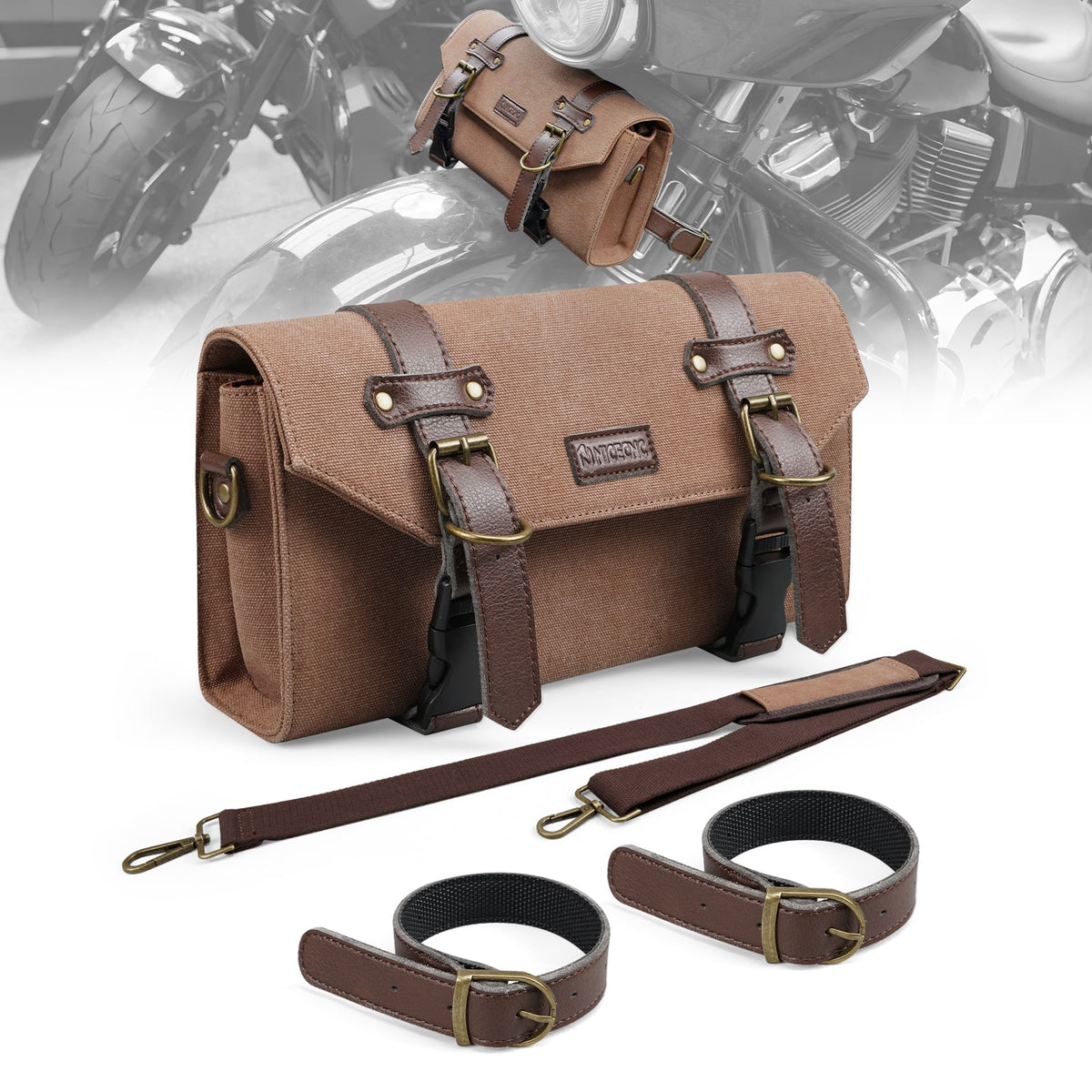 Canvas Handlebar Front Fork Sissy Bar Storage Bag For Harley Dyna Soft
