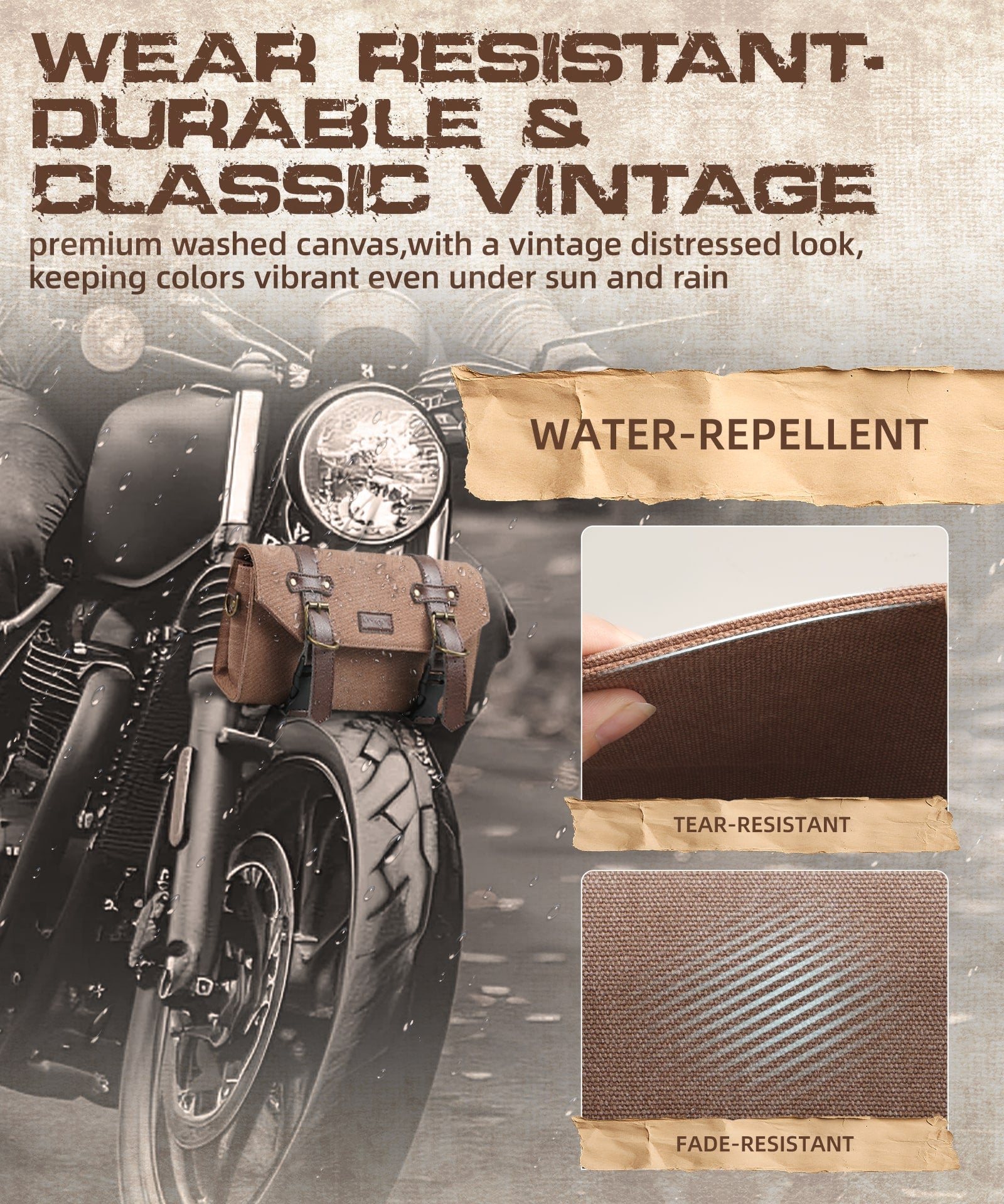 Canvas Handlebar Front Fork Sissy Bar Storage Bag For Harley Dyna Softail Sportster Scooter