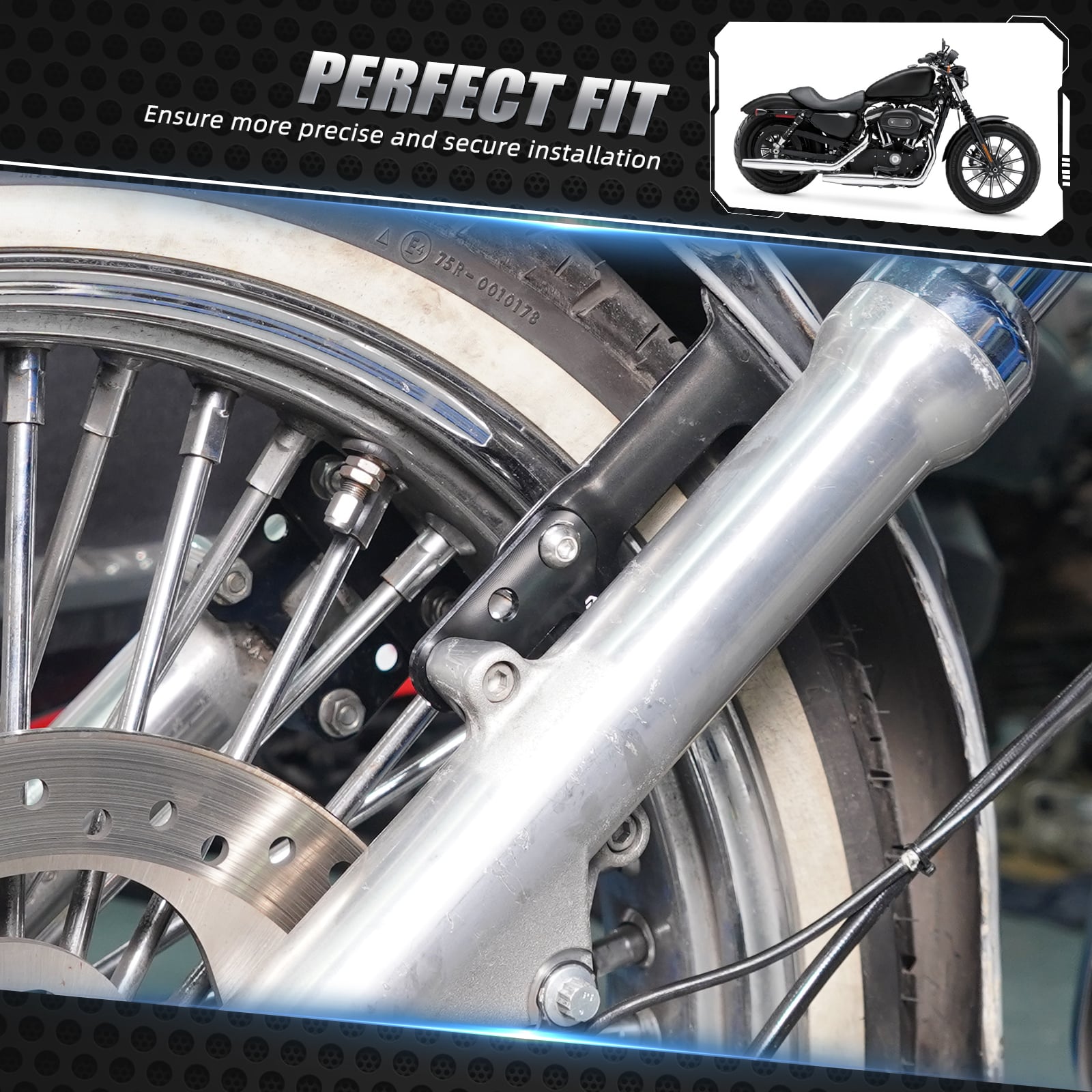 1"/2" Adjustable Front Fender Riser Lift Bracket For Harley Davidson 16"-20" Wheel