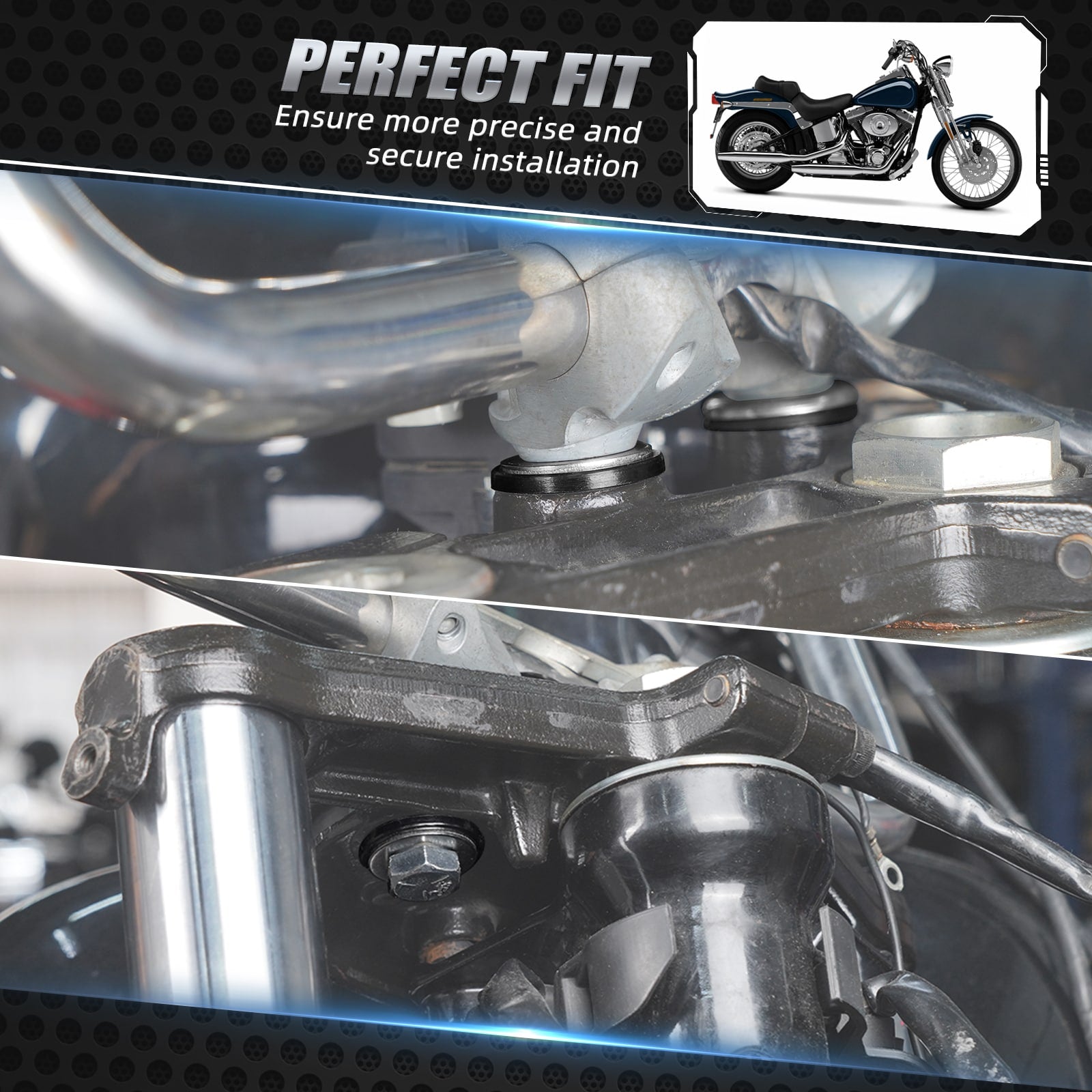 Polyurethane Handlebar Riser Mount Bushings & Bolts Kit For Harley Davidson