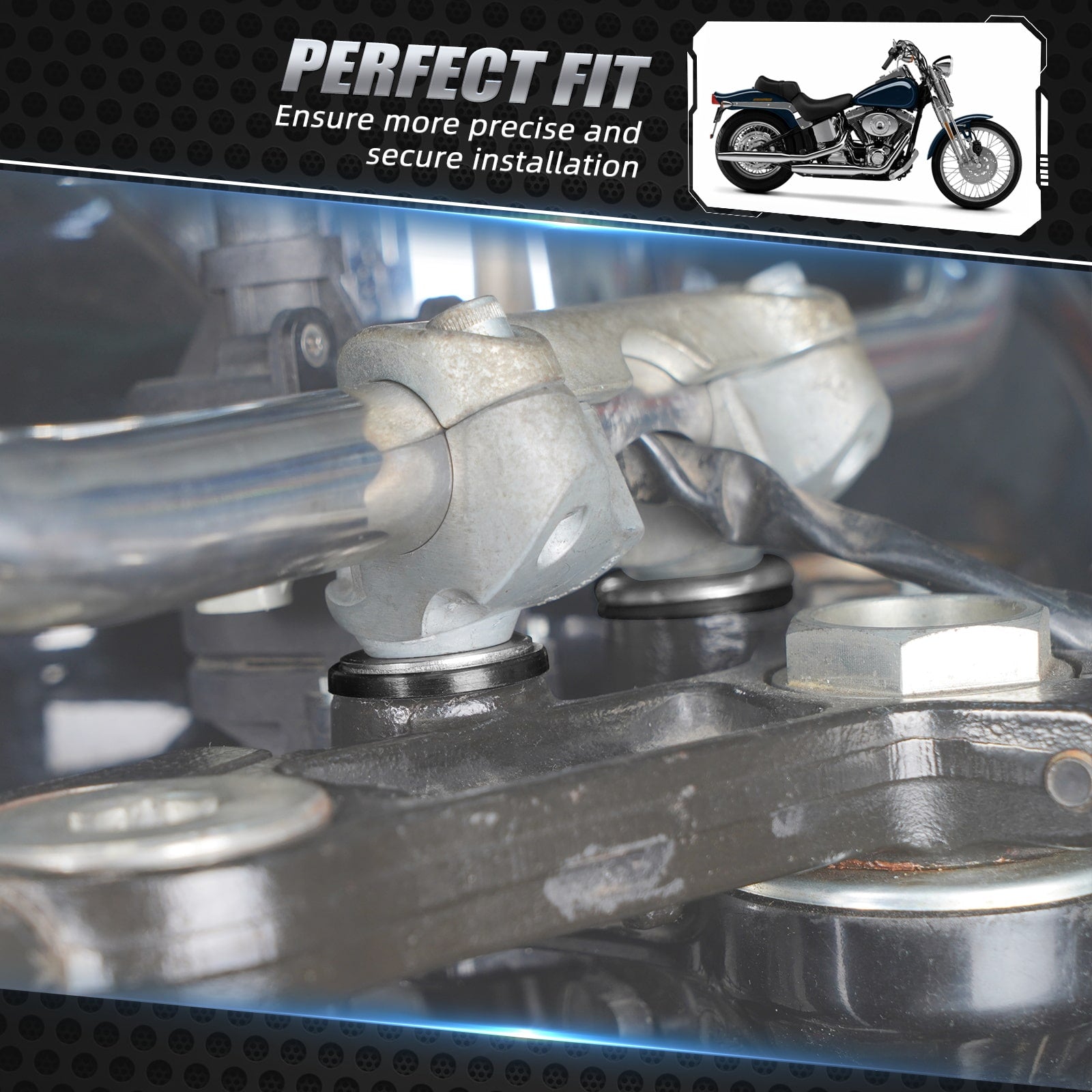 Handlebar Riser Mount Bushings & Bolts Kit For Harley Street Glide Road King Fat Boy Heritage Classic
