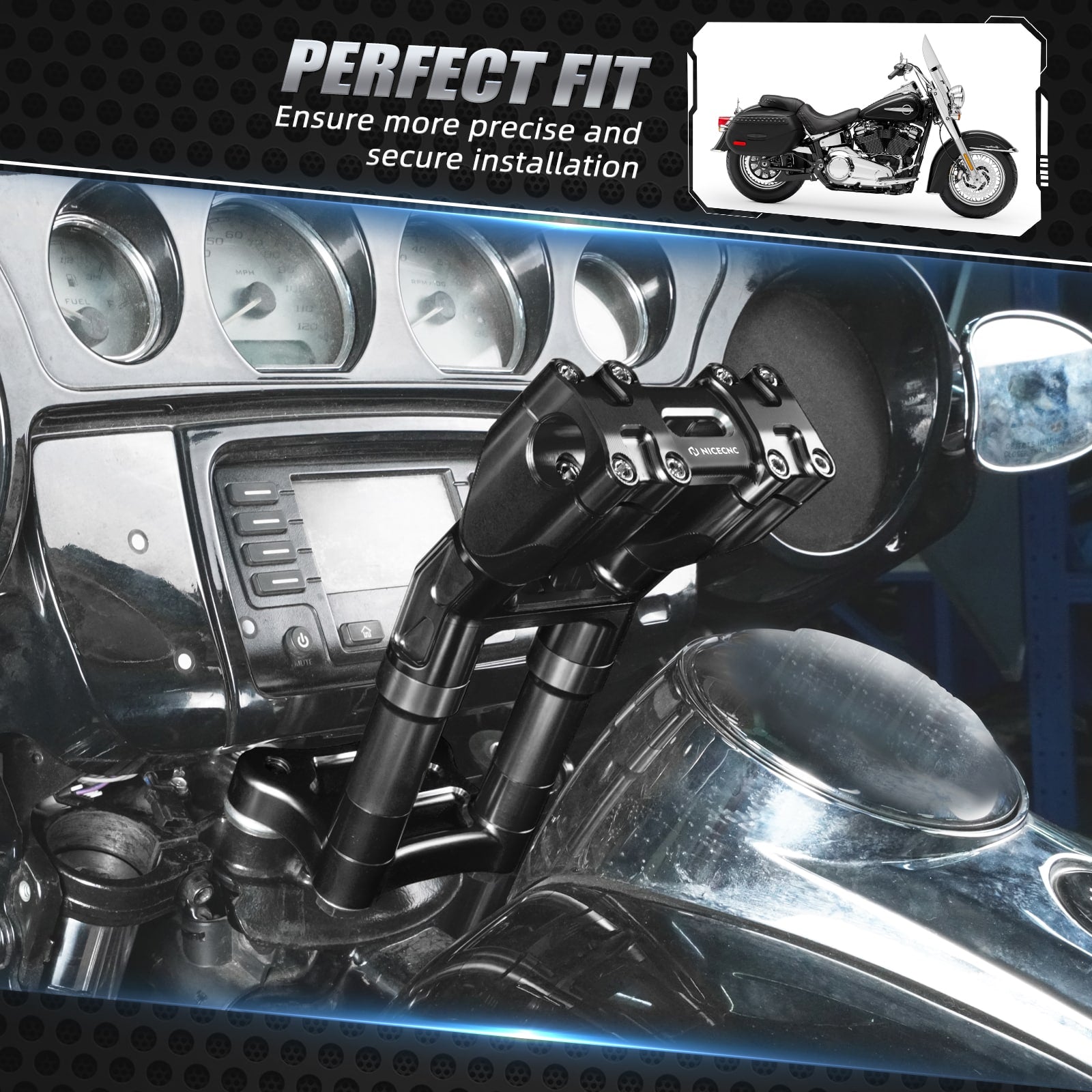 Modular Kickback Isolated Risers For Harley Tri Electra Street Glide 1" Handlebar