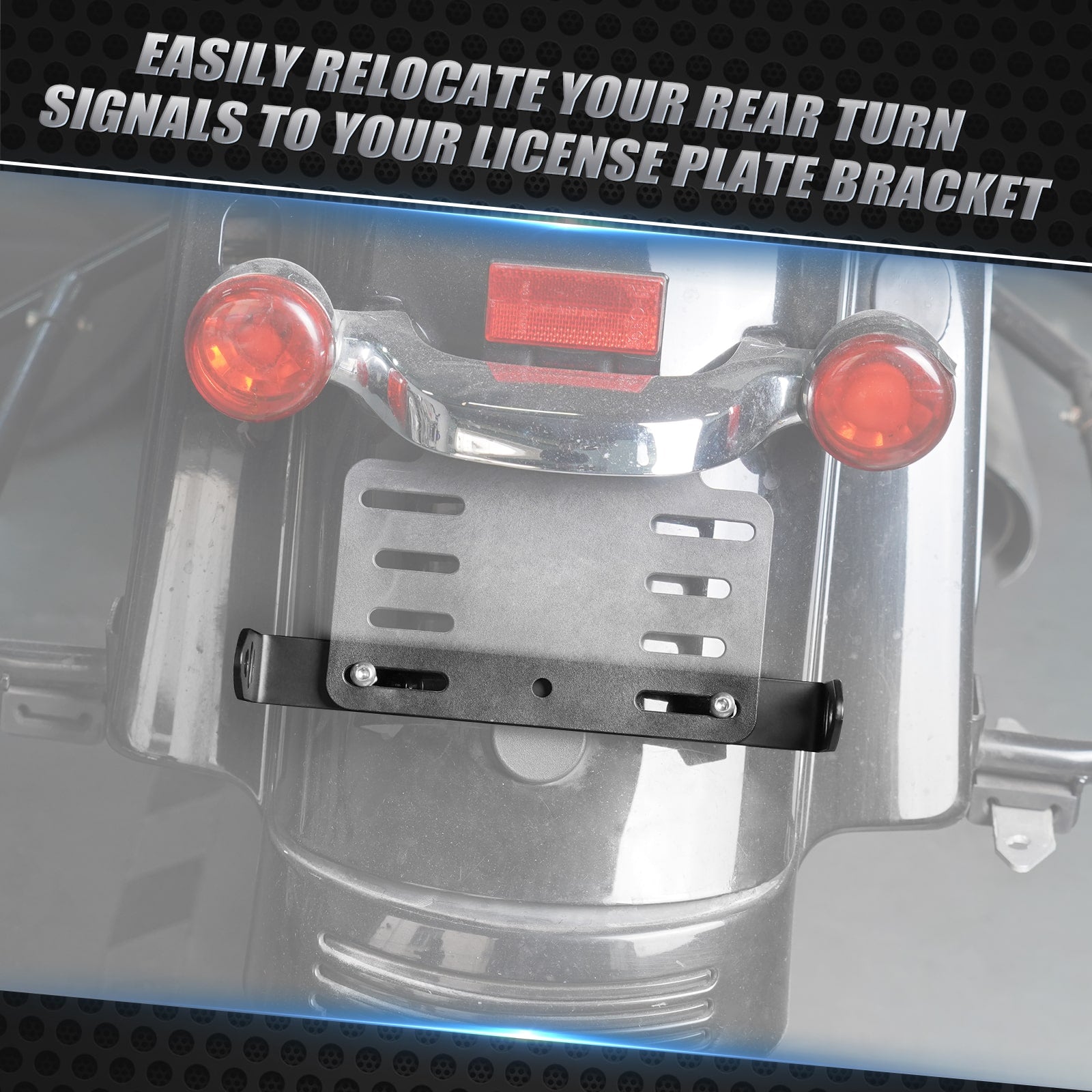 Rear Turn Signals License Plate Mounted Relocation Kit For Harley Road King Street Glide