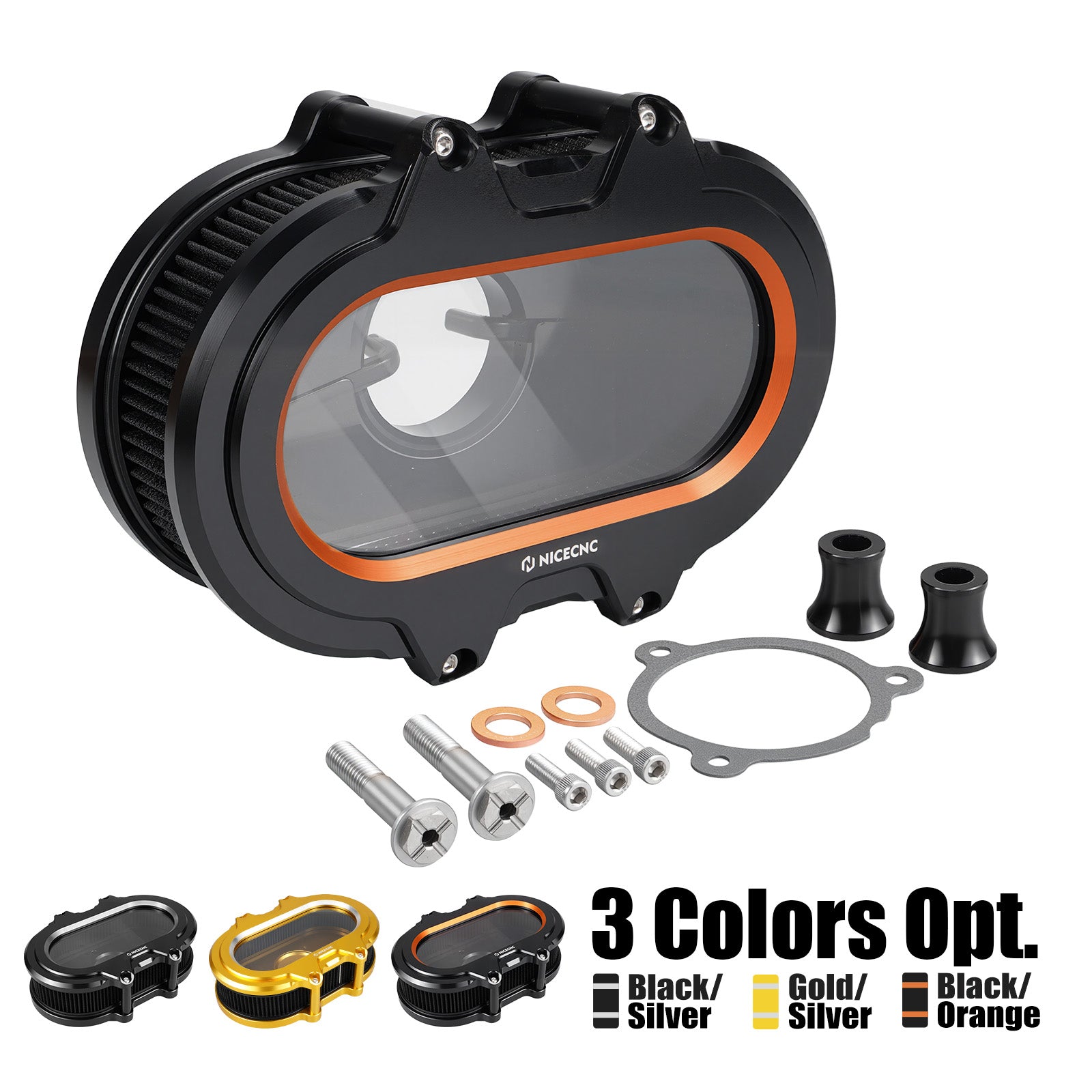 M8 Transparent Air Cleaner Intake Filter Kit For Harley Road King Electra Street Glide