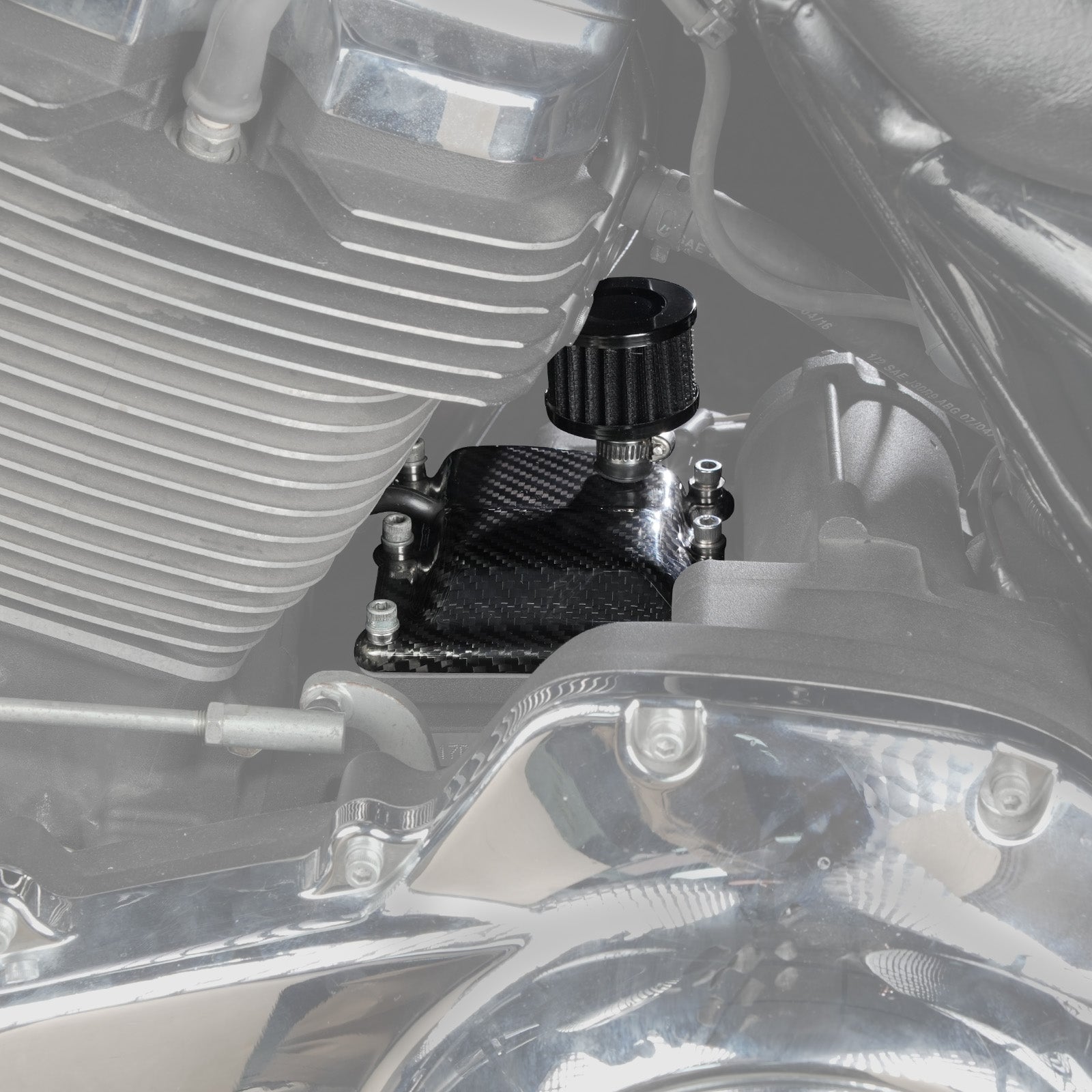 Harley M8 Carbon Fiber Vented Transmission Cover w/Crankcase Breather