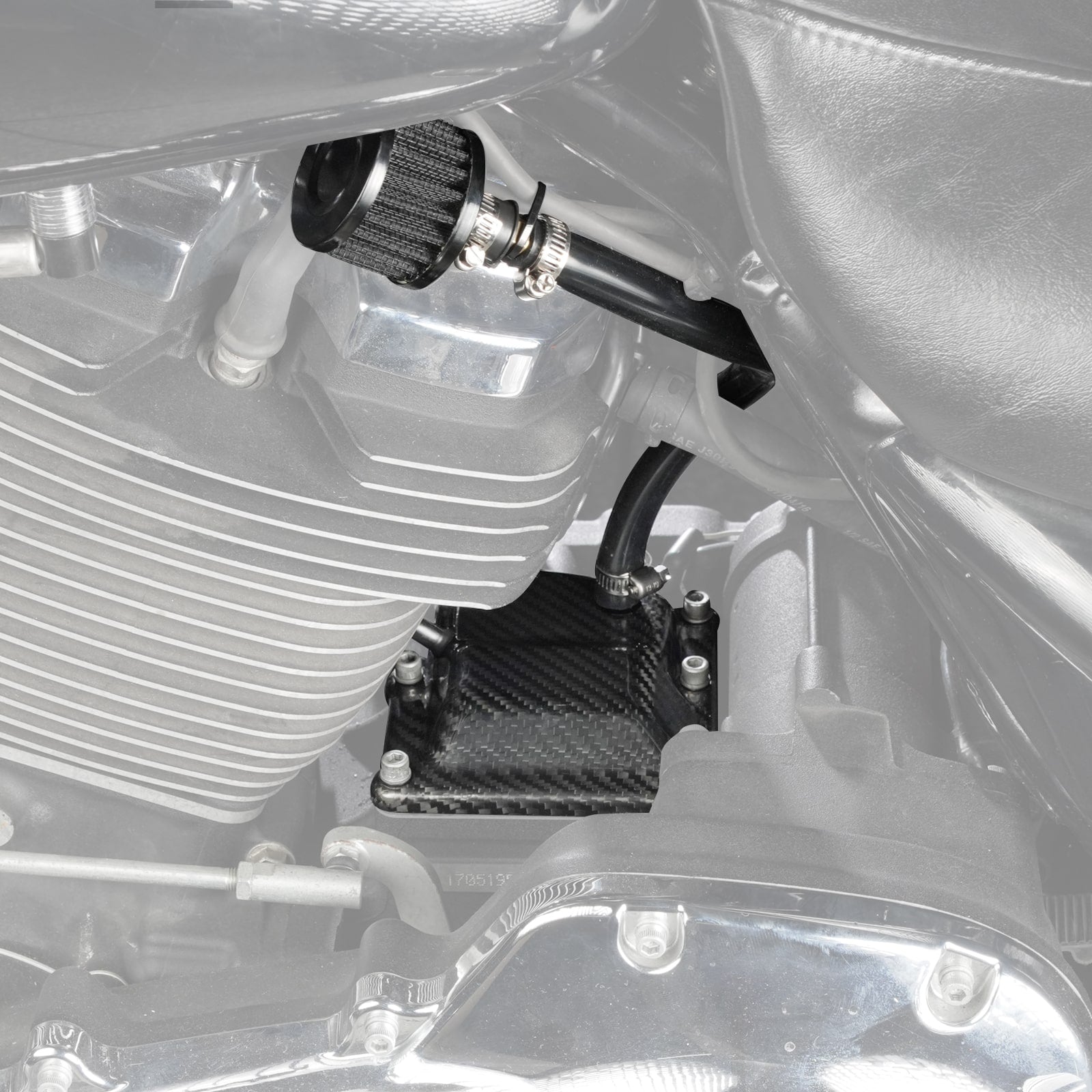 Harley M8 Carbon Fiber Vented Transmission Cover w/Crankcase Breather