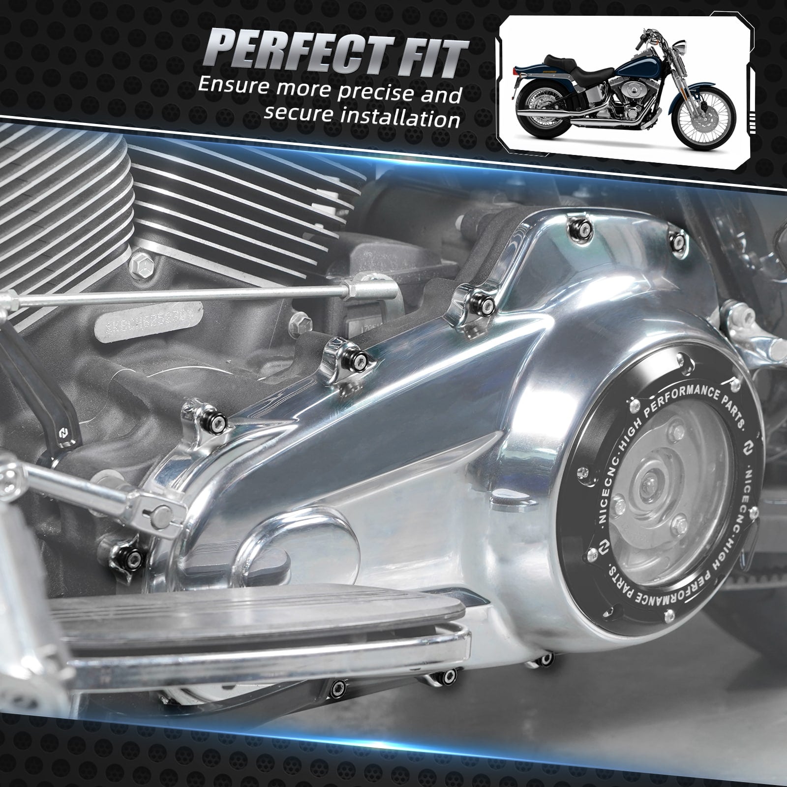 1/4" Primary Cover Bolt Caps Decorative Trim Rings For Harley Street Glide Road King