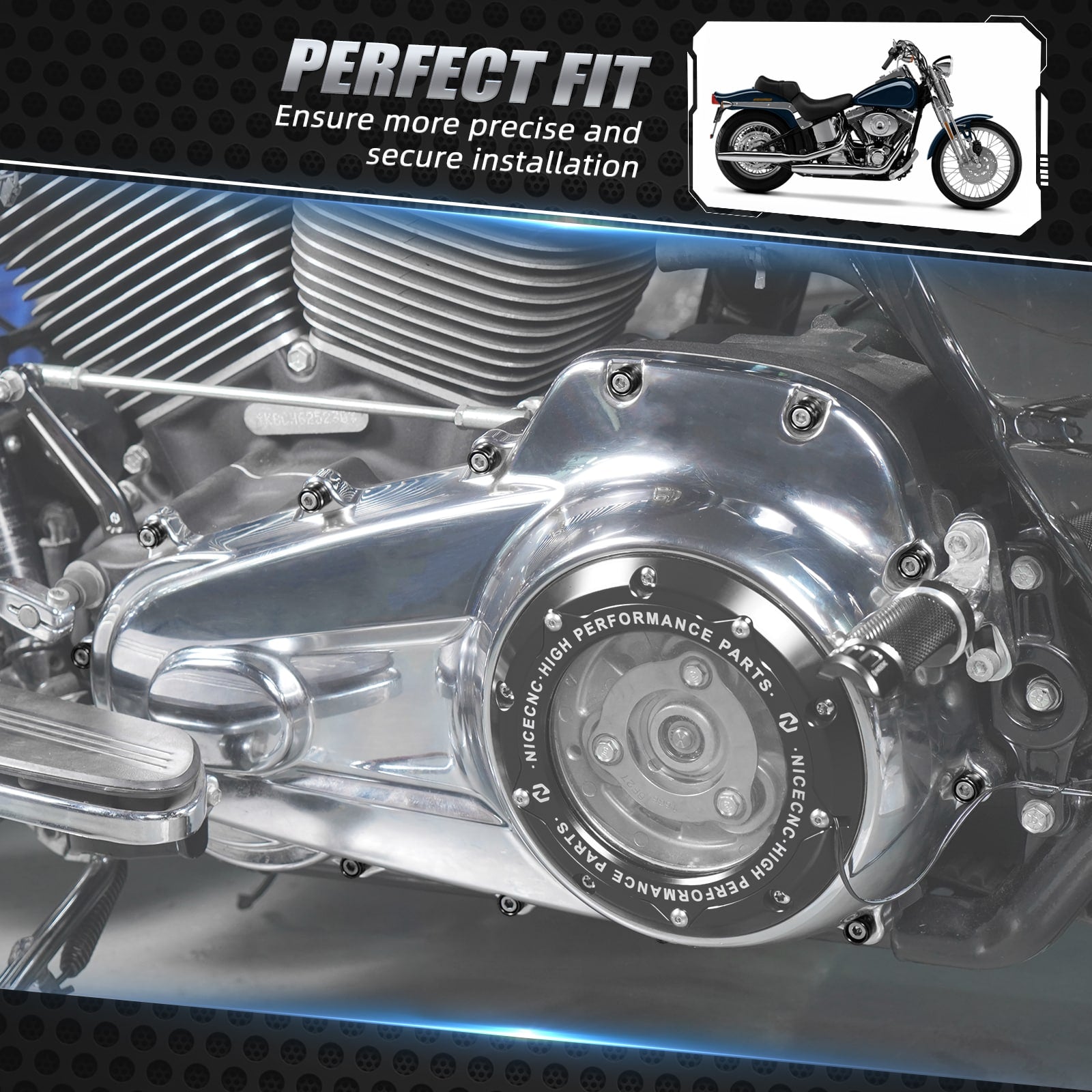1/4" Primary Cover Bolt Caps Decorative Trim Rings For Harley Street Glide Road King