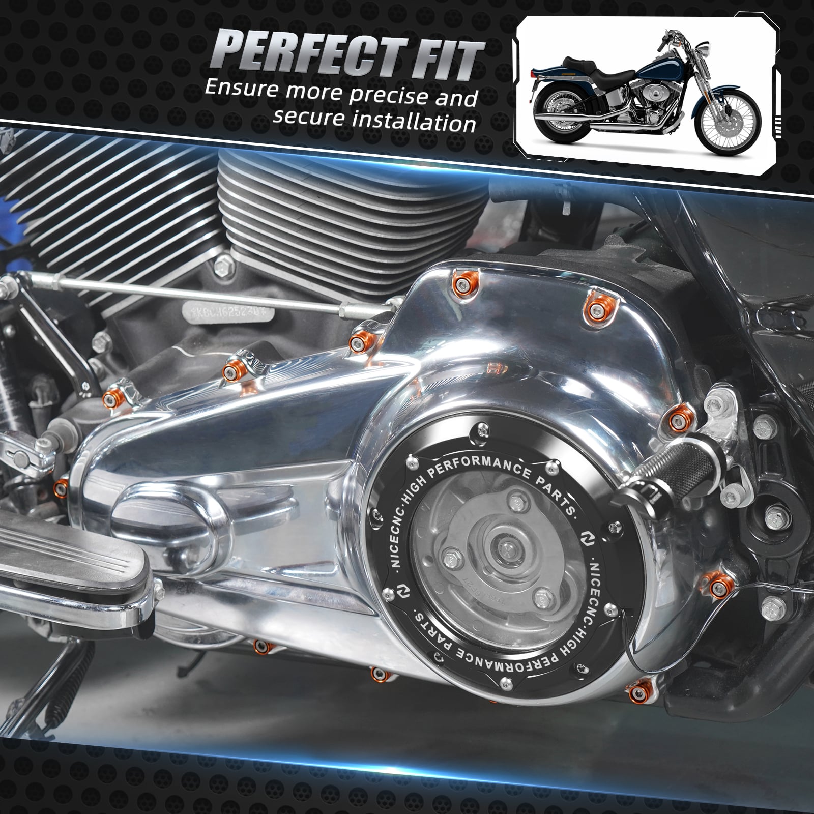 1/4" Primary Cover Bolt Caps Decorative Trim Rings For Harley Street Glide Road King