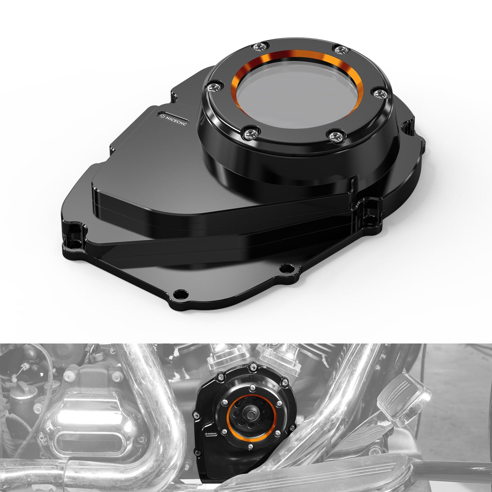 Transparent M8 Camshaft Cam Cover For Harley Softail Street Bob Low Rider Fat Boy