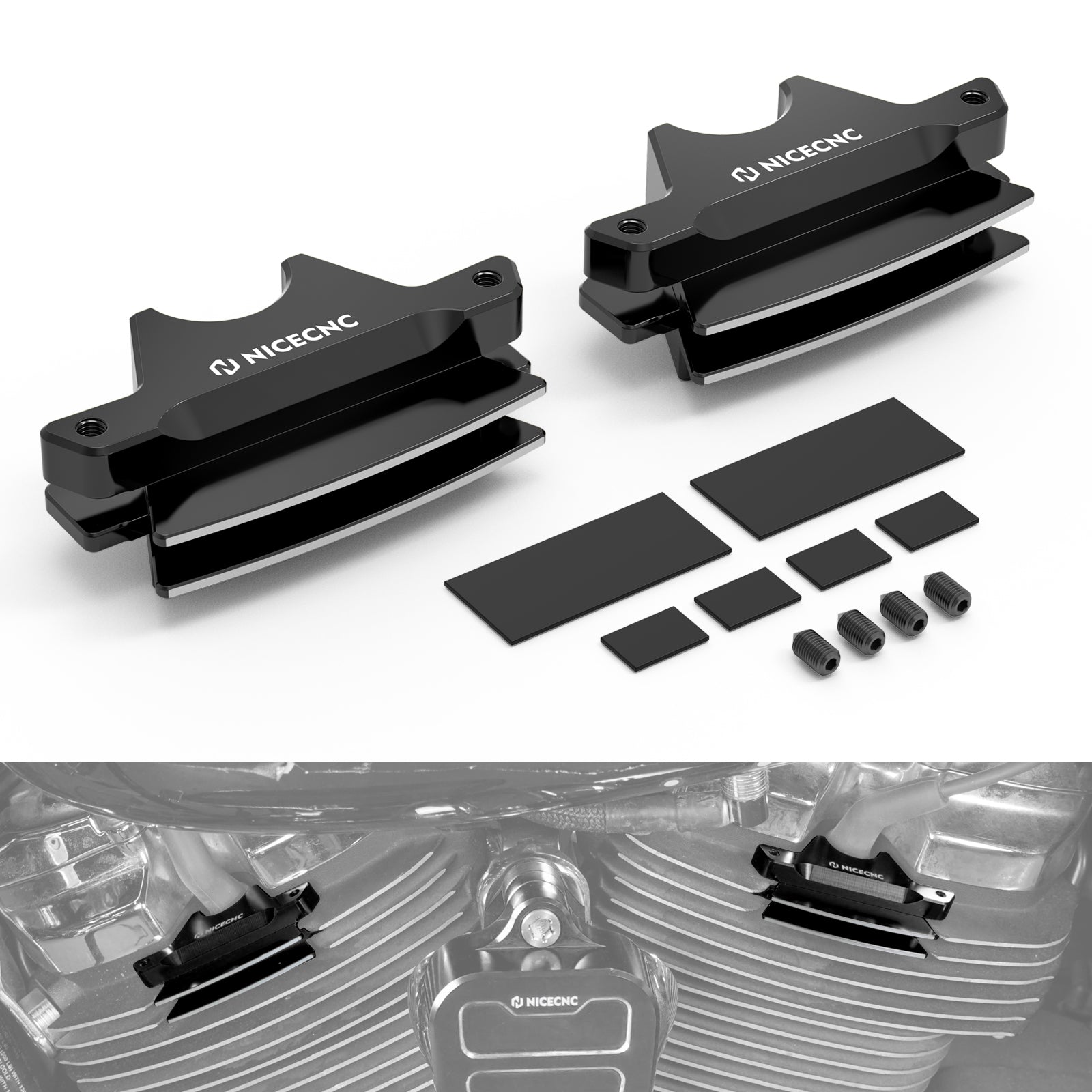 M8 Engine Finned Spark Plug Head Bolt Covers For Harley Road King Electra Street Glide