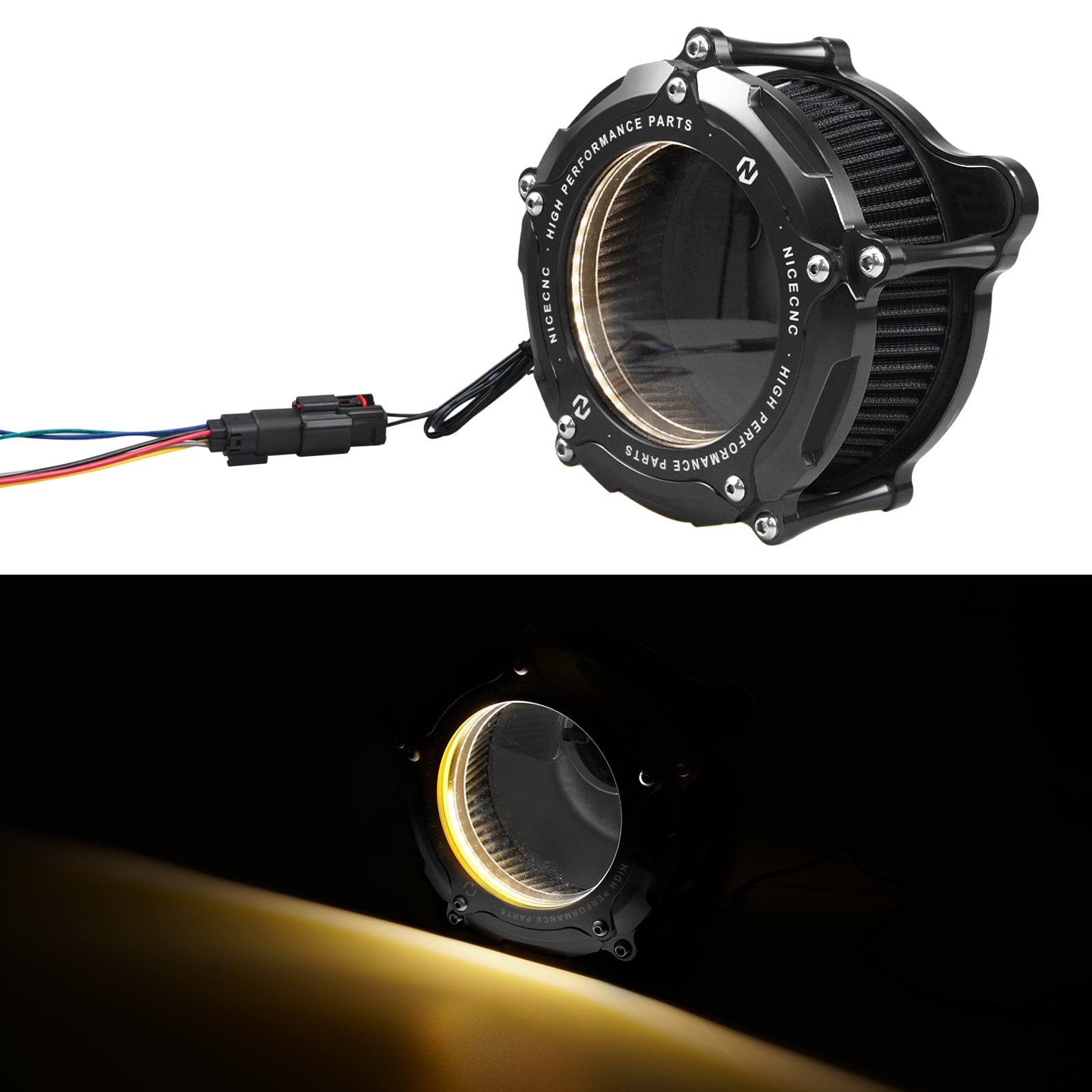 Full Clear M8 LED Air Cleaner Filter Intake Kit For Harley Road King Electra Street Glide