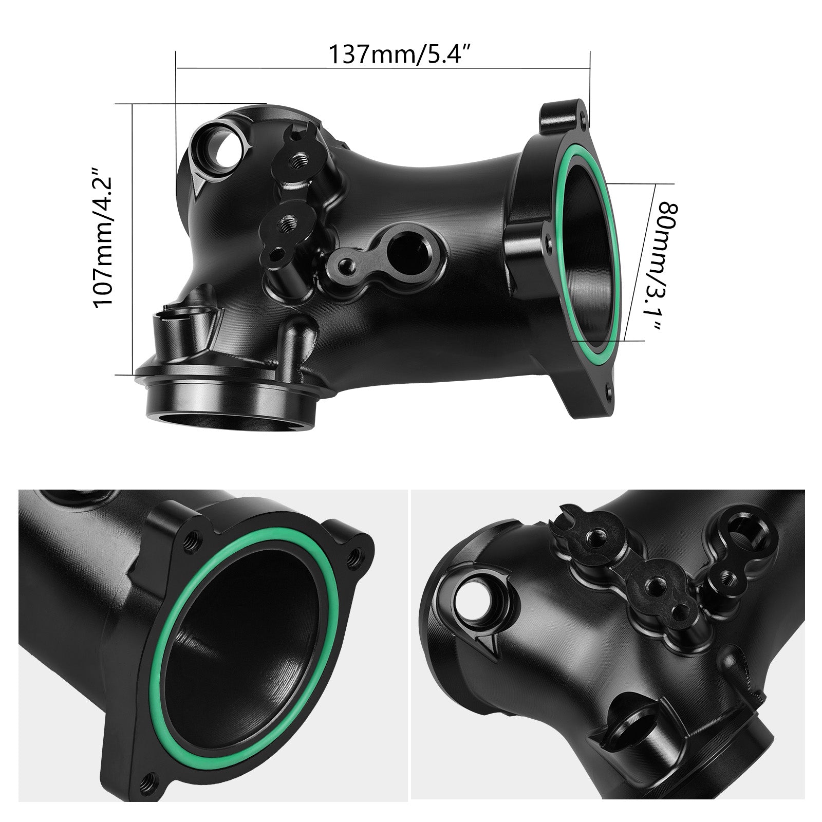 CNC One-Piece Aluminium 57mm M8 Intake Manifold For Harley Road King Street Glide