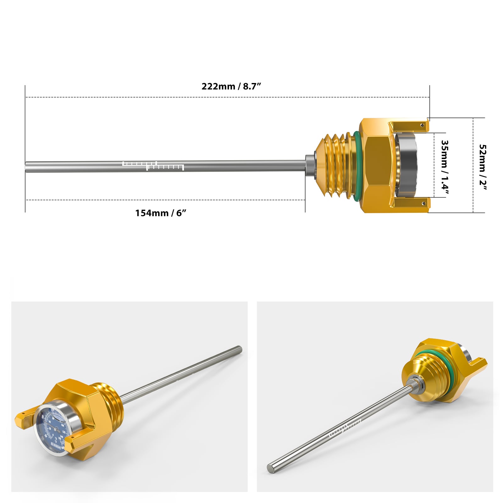 Oil Dipstick w/ Thermometer Gauge For Harley Touring Road King Street Glide Ultra Limited
