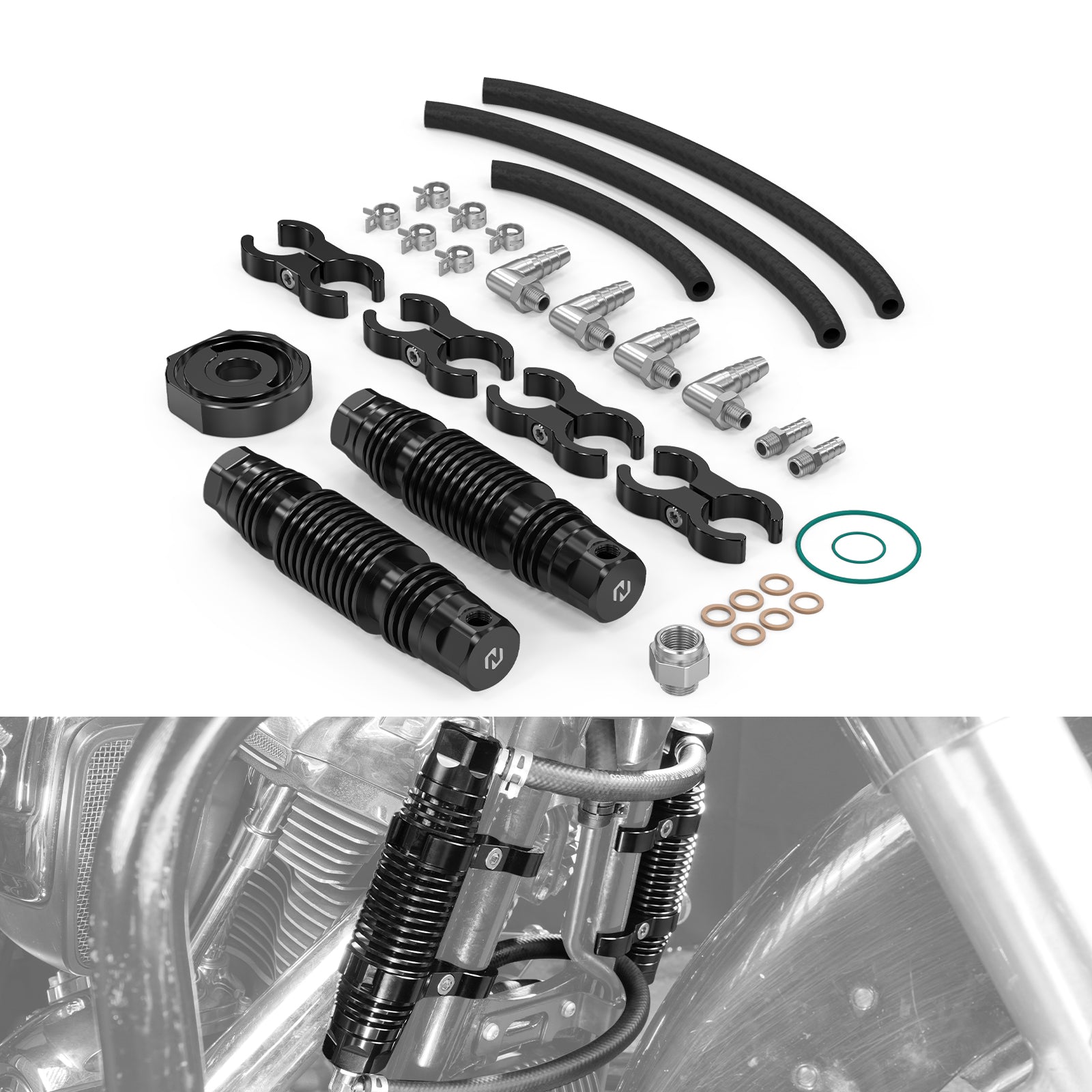 Modular Detachable Dual Engine Oil Cooler Kit For Harley Road King Street Glide Ultra Limited