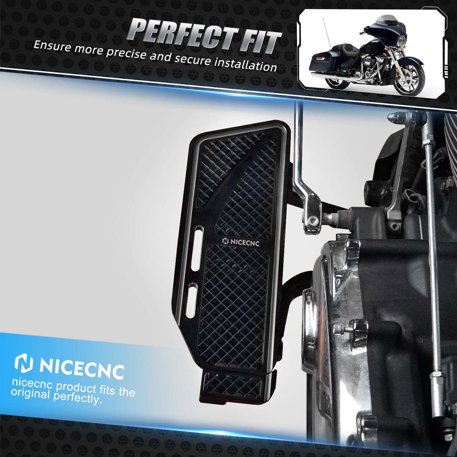 Enlarged Rider Insert Footboards Floorboards For Harley Road King Street Glide Ultra Limited